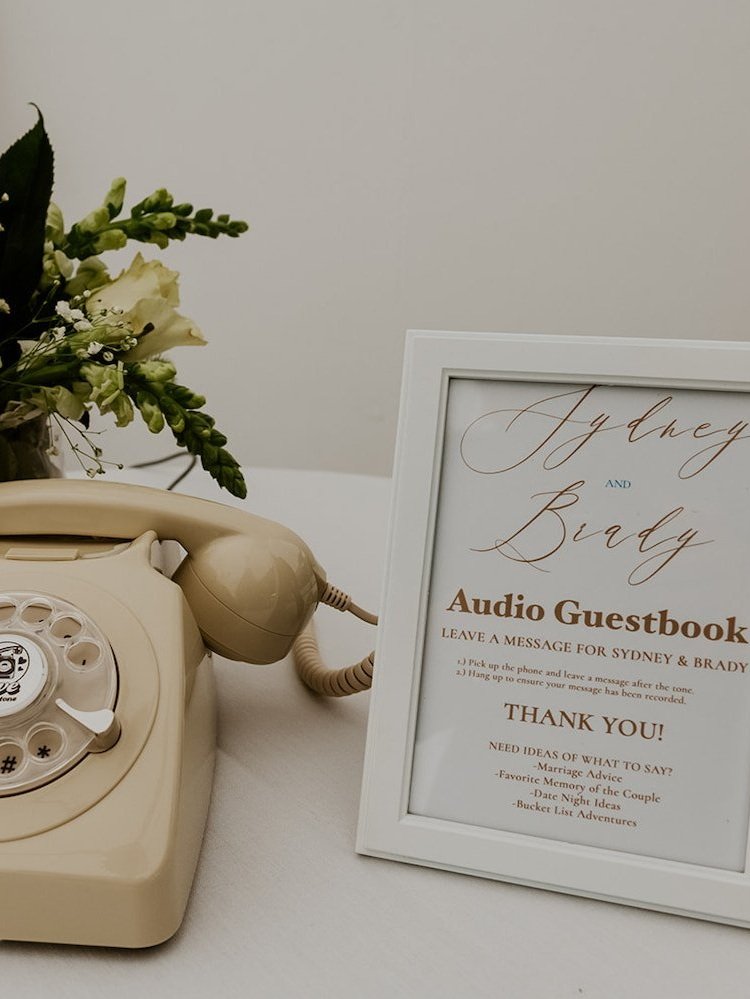 Telephone audio guestbook.