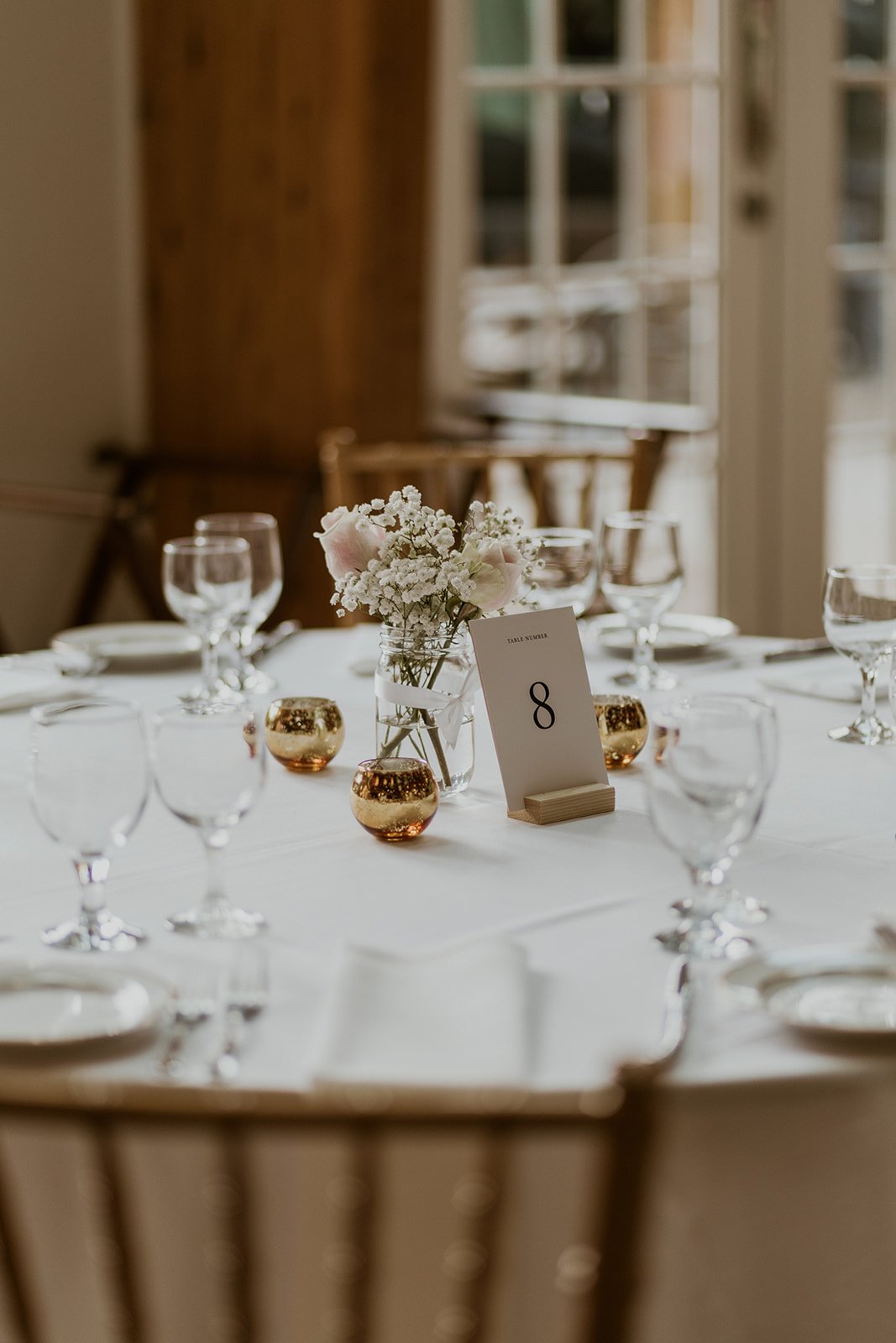Tasteful table setting for the wedding at Full Moon Resort