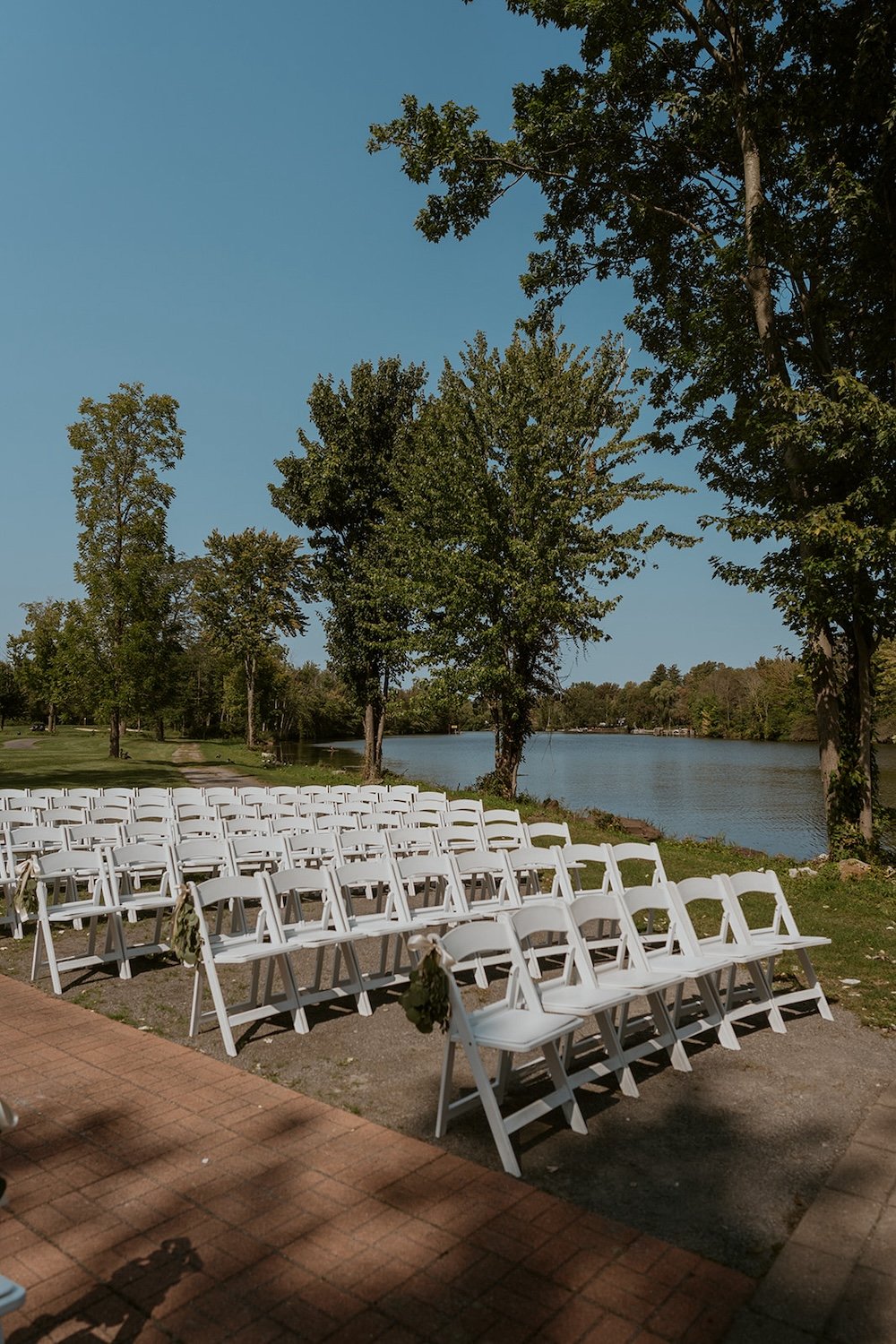 The guest seating with a view of the water.