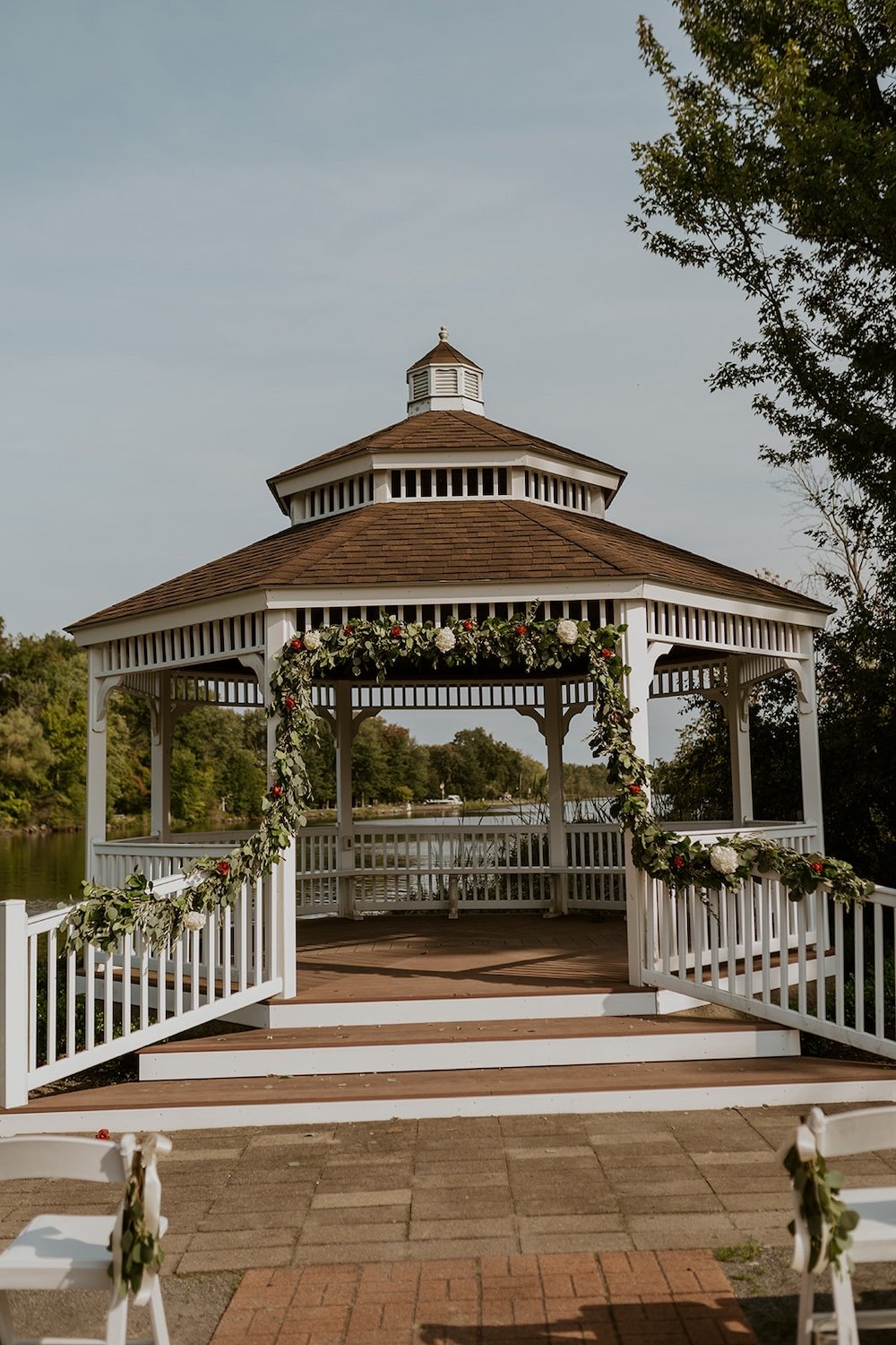 A view of the gazebo where the wedding ceremony was held. 
