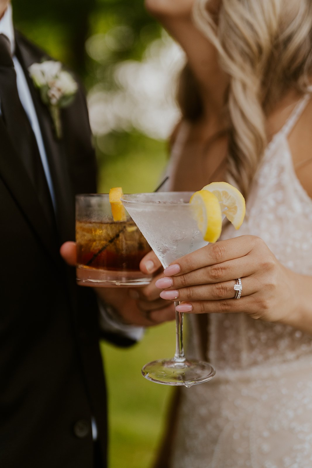 The couple share their first cocktail together as husband and wife. 