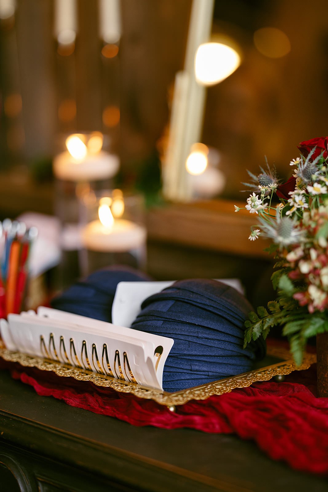 Basket of Kippah's for other members of the wedding to wear. 