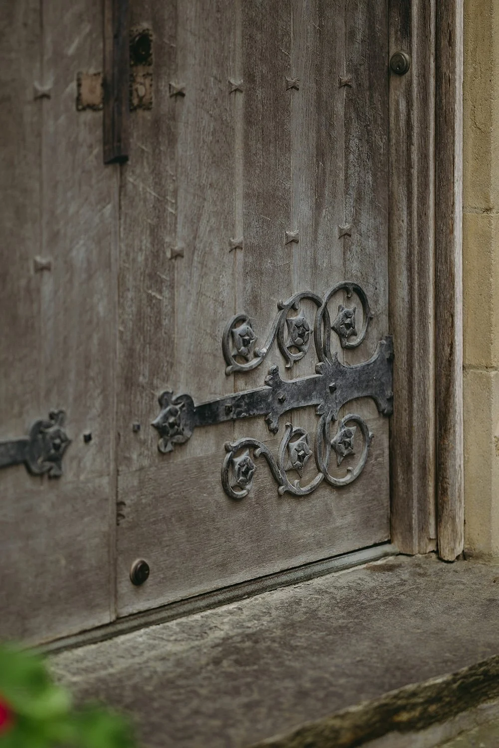 Beautiful antique door of the historic church. 