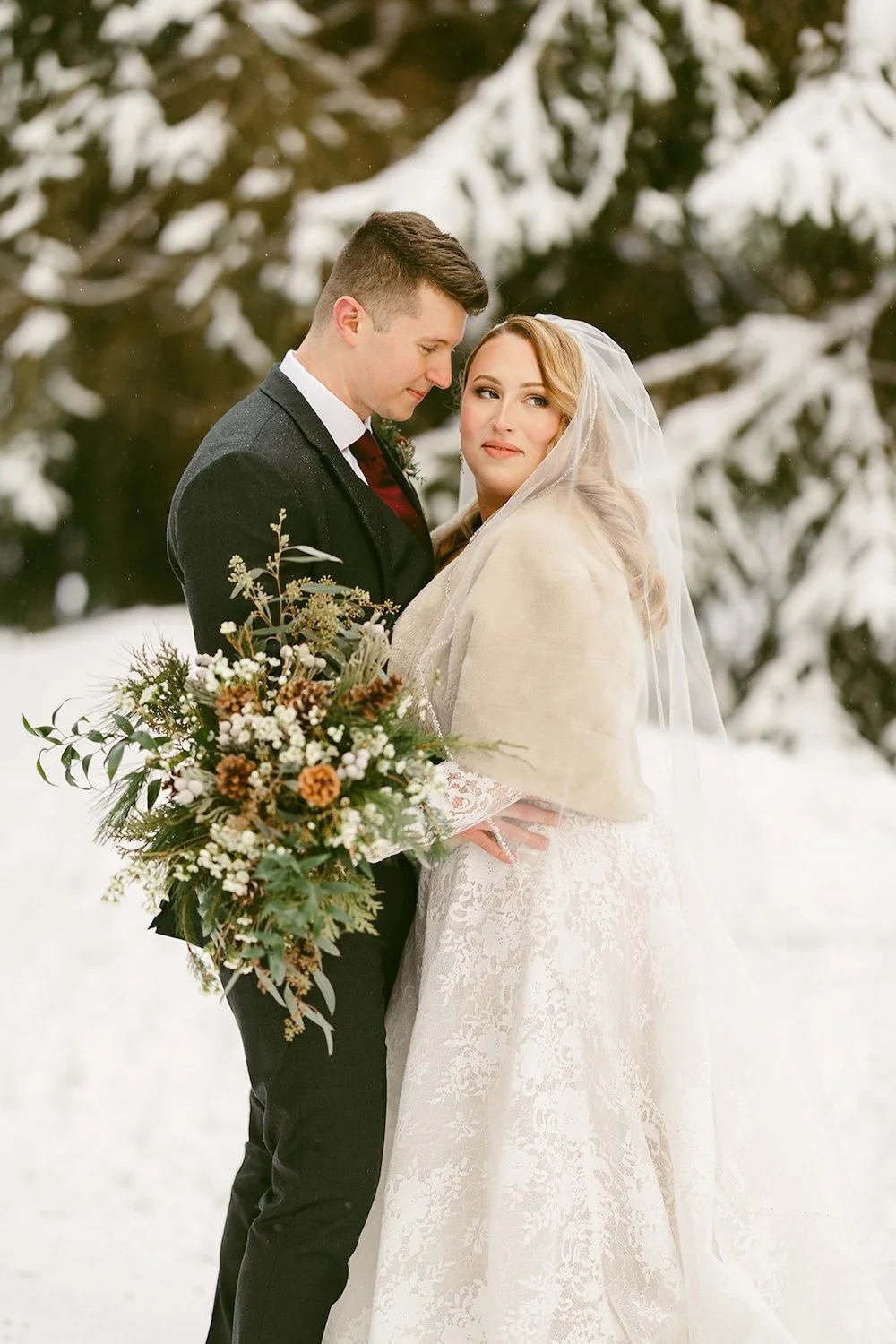 A Nature-Inspired Winter Wedding at Mountain Top Resort in Chittenden, VT | Olivia and Myles