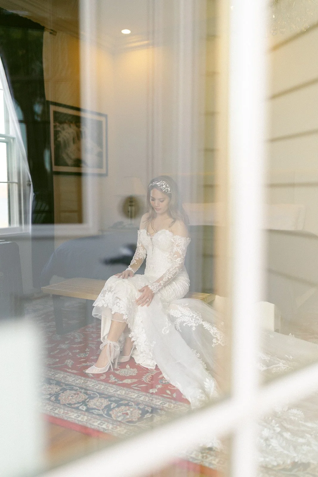 a bride getting ready for her wedding at the Inn at Taughannock Falls 