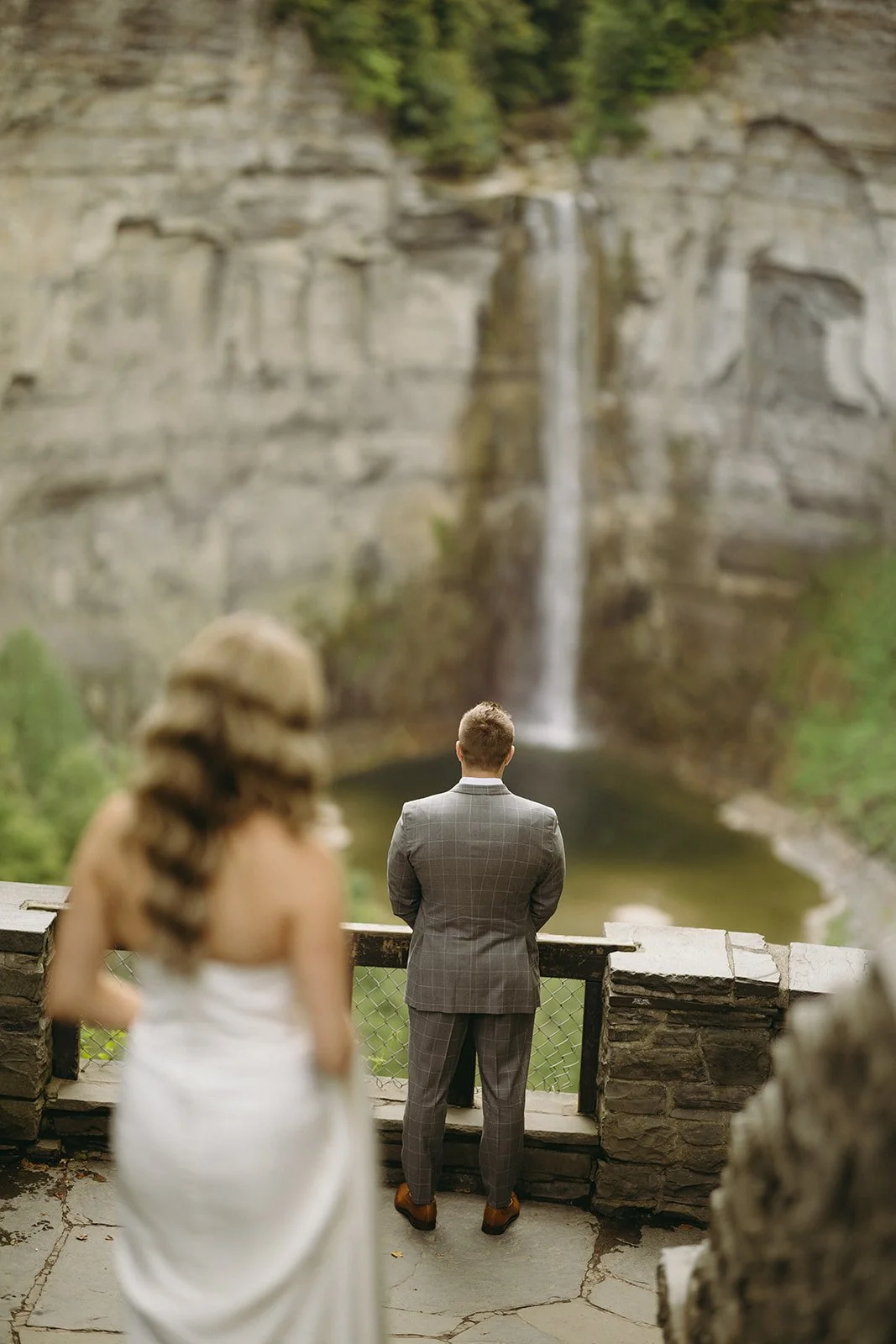 Emotional wedding first look before the ceremony in Upstate New York