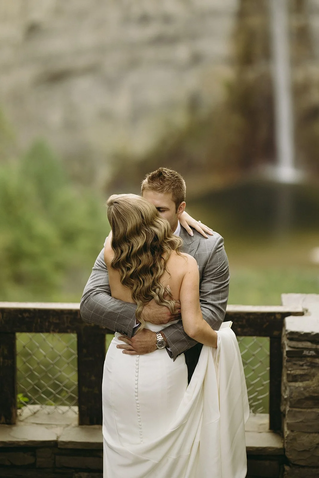Emotional wedding first look before the ceremony in Upstate New York