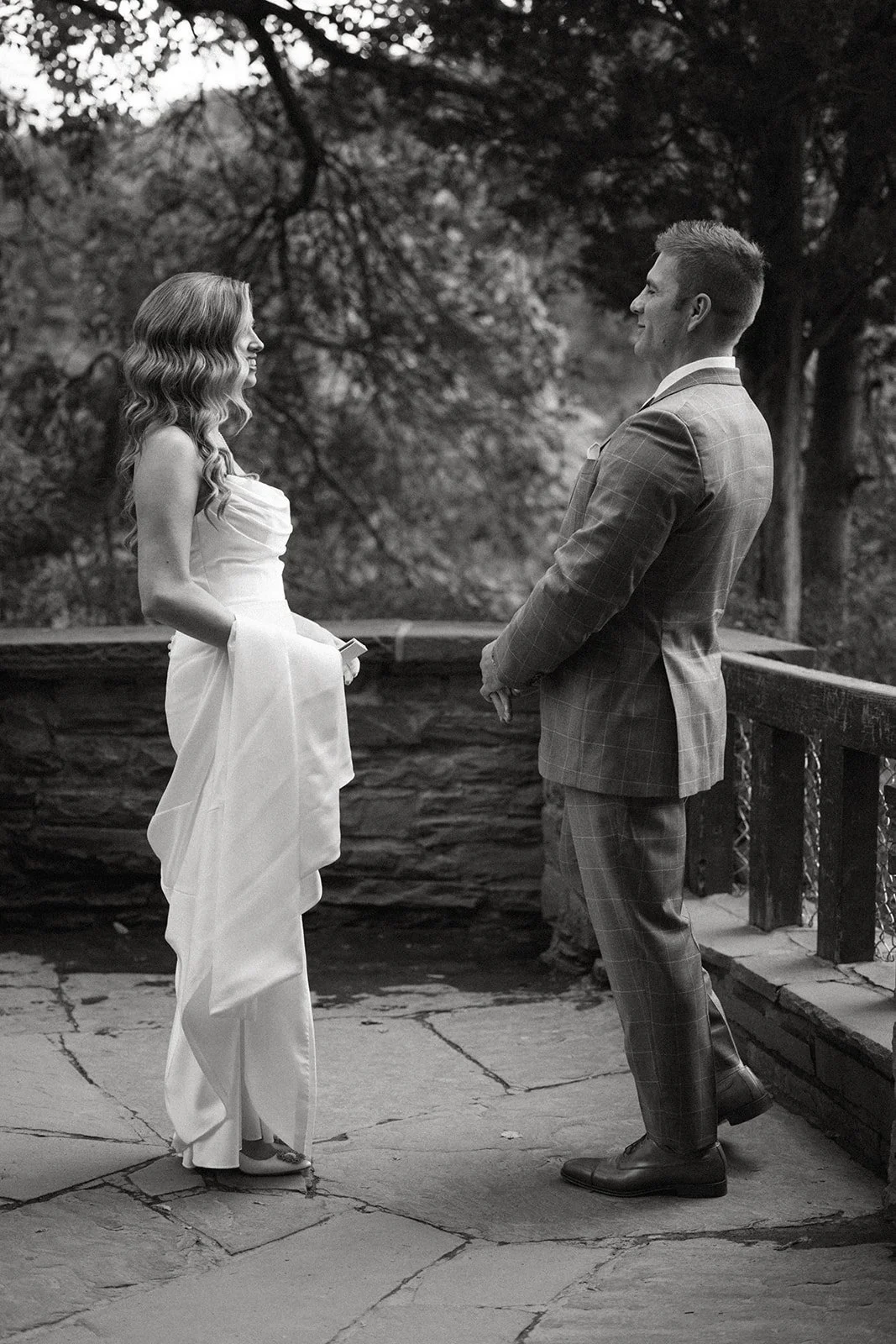 Emotional wedding first look before the ceremony in Upstate New York