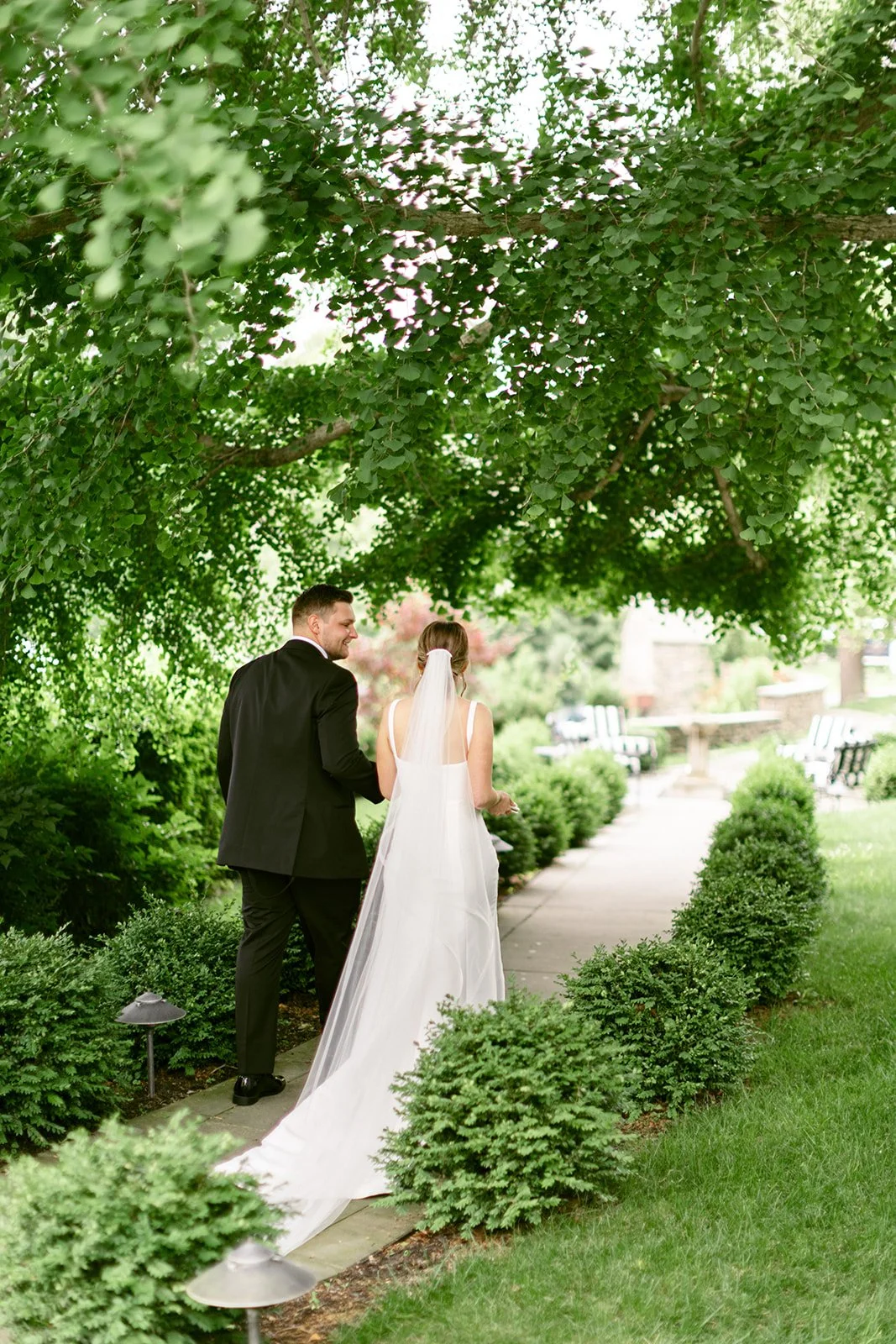 Outdoor wedding first look surrounded by beautiful Upstate New York scenery
