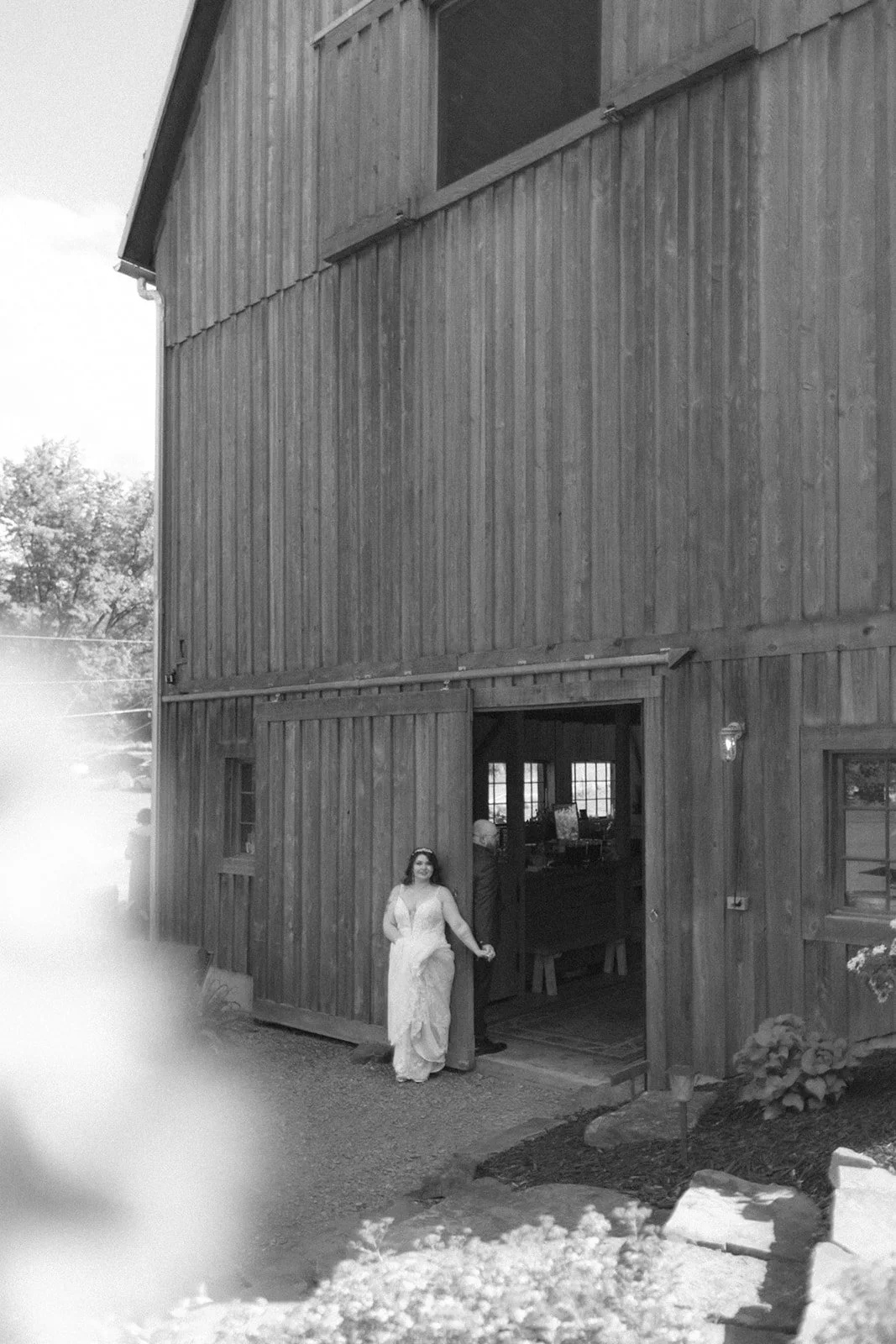 A man and a woman having first touch before their wedding