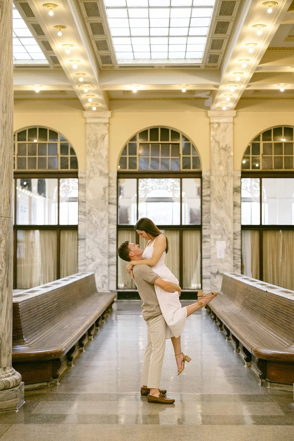 Playful Summer Engagement Photos in Downtown Utica, NY | Haley and Noah