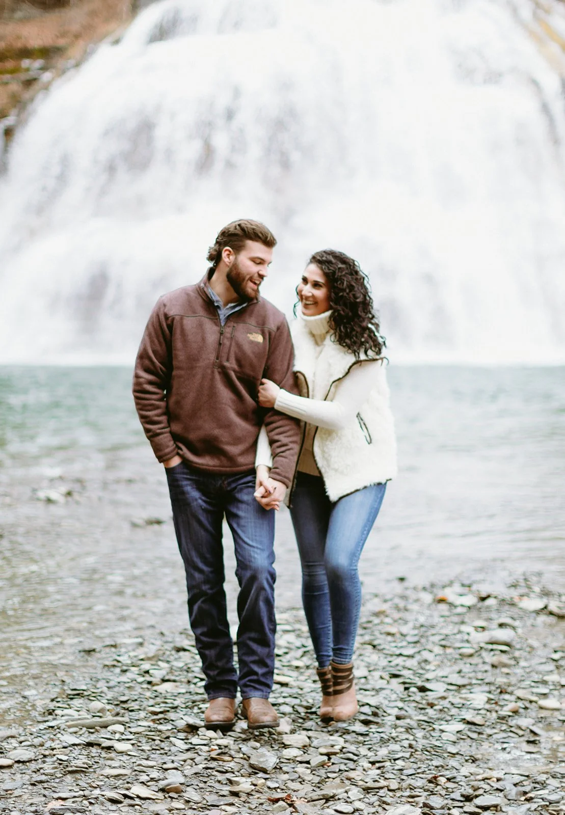 Romantic waterfall engagement photos at Robert H. Treman State Park