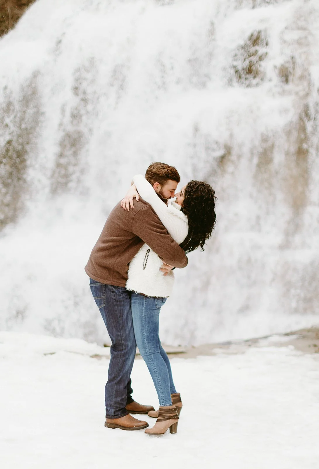 Romantic waterfall engagement photos at Robert H. Treman State Park