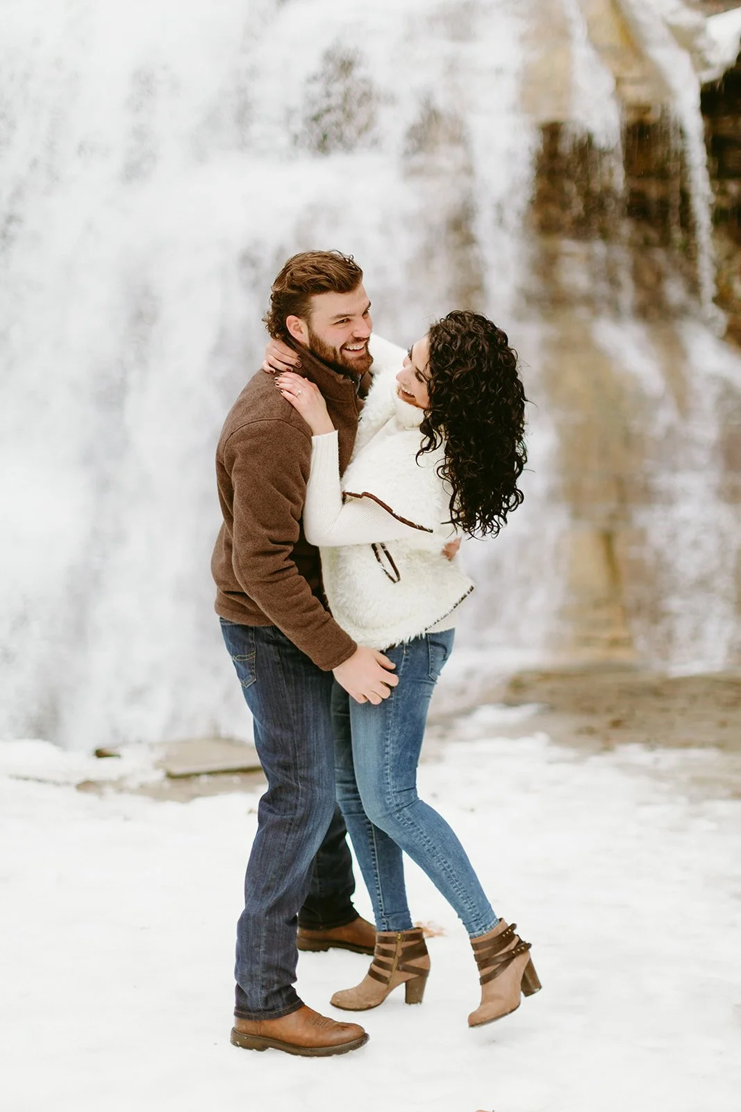 Romantic waterfall engagement photos at Robert H. Treman State Park