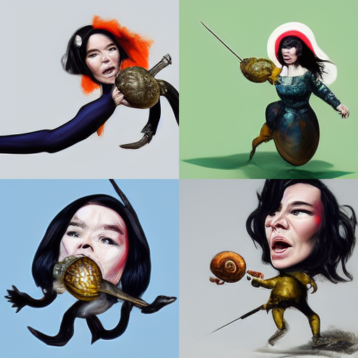 Bjork_fighting_a_medieval_snail_in_the_style_of_A_ae738d02-996b-4028-8100-c1f324582eec.png