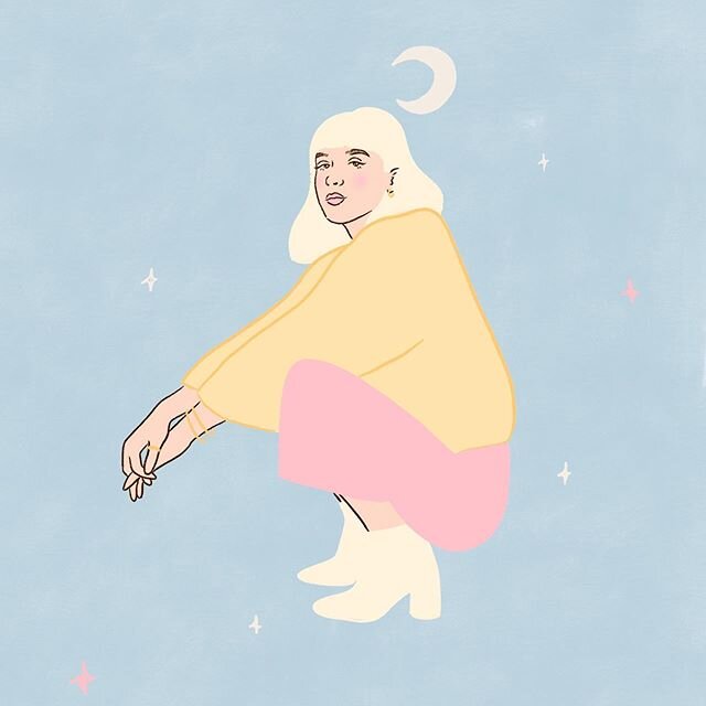 Lady Luna 🌙 in strugglesville creatively at the mo anyone else? I&rsquo;m out of ideas. If you have any send them my way plz. #illustration #moon #pastel