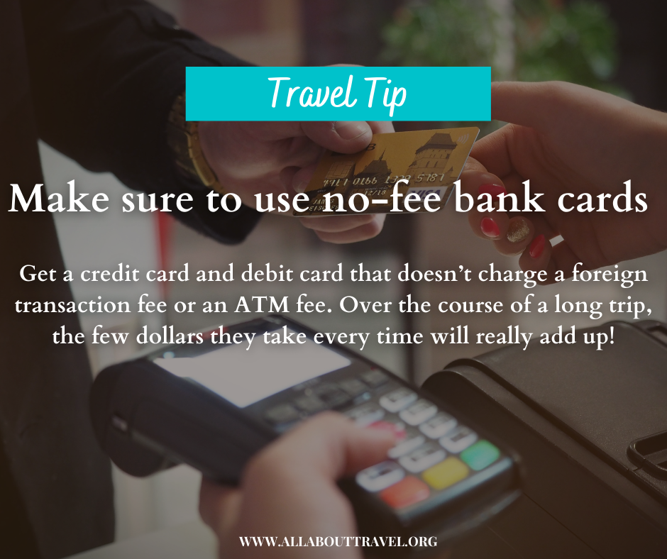 Today's Travel Tip Tuesday: Make sure to use no-fee bank cards