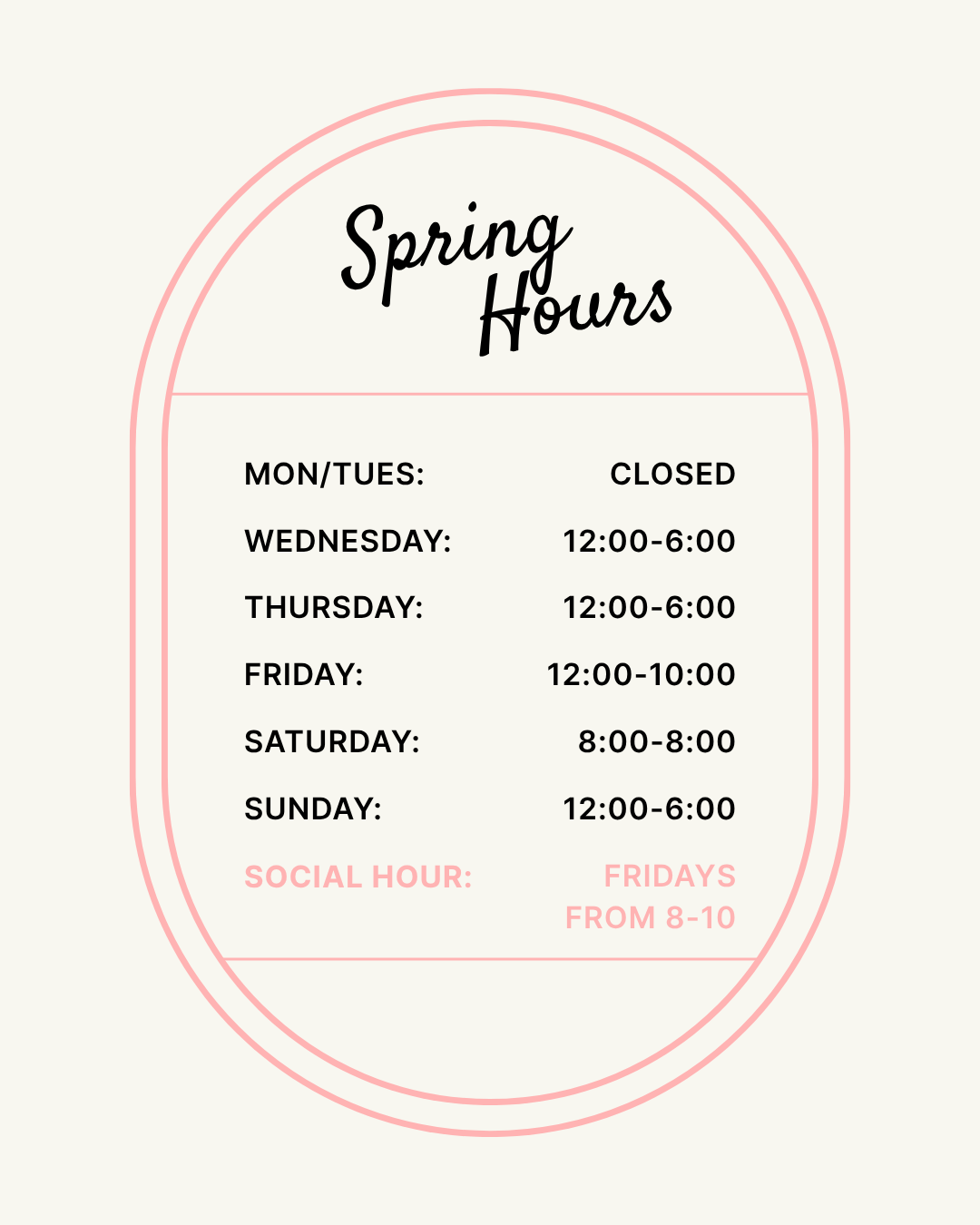 New Spring Hours