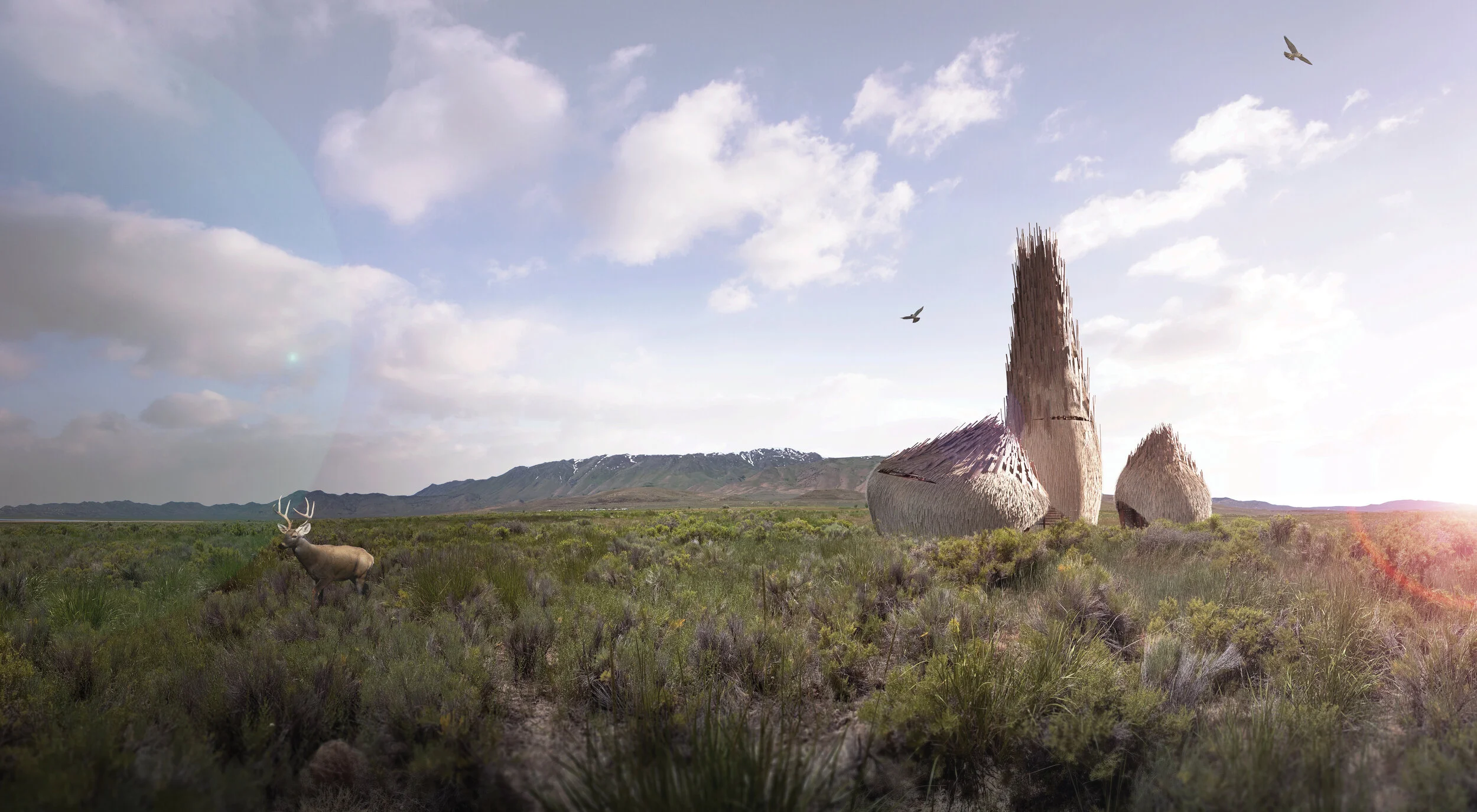 Lodgers: Serendipity in the Fly Ranch Wilderness The top-ranked submission to the LAGI 2020 Fly Ranch Design Challenge.