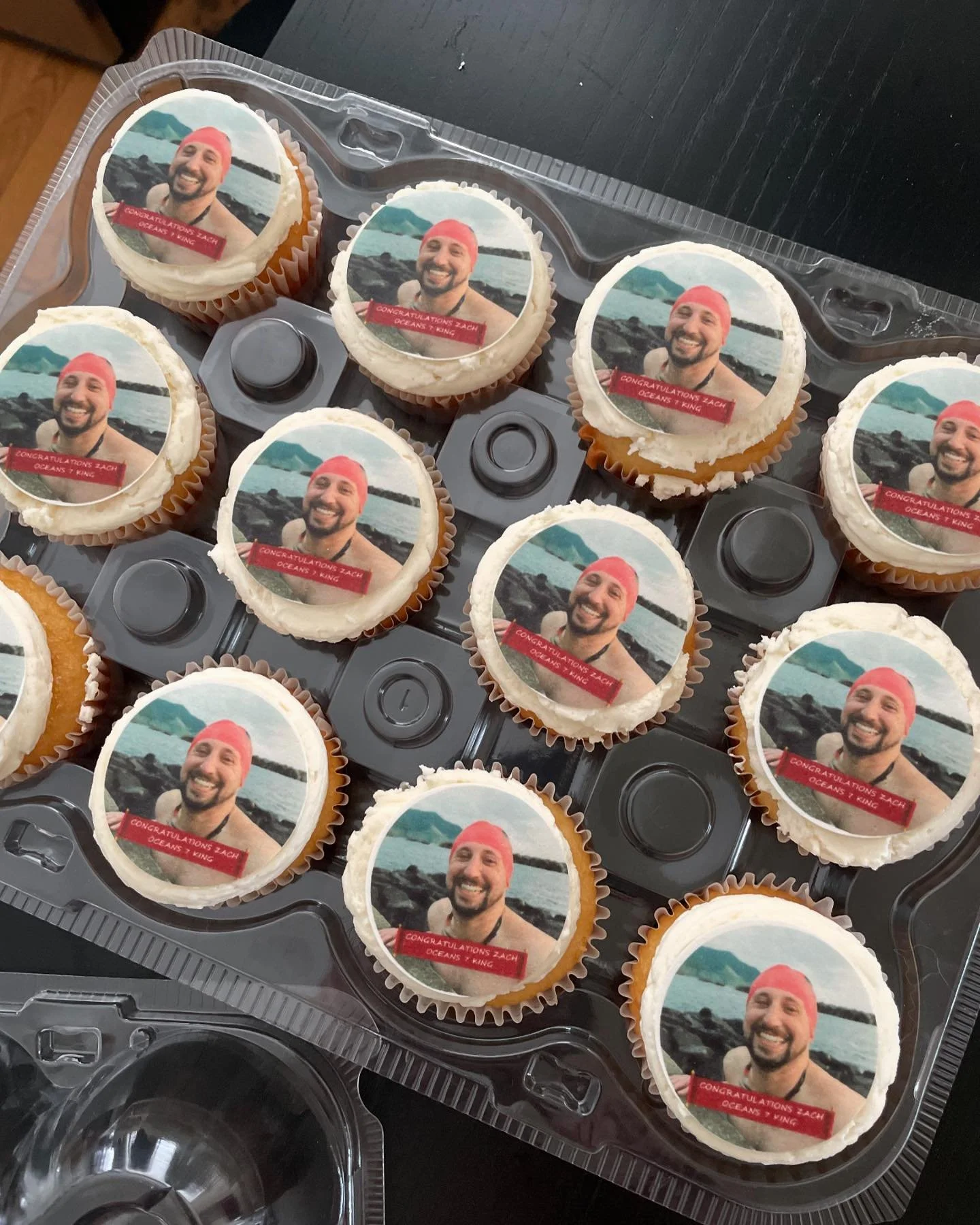 Celebrating our friend&rsquo;s amazing adventure, completing the ocean seven and playing with my new printer #edibleinkprinter #edibleart #cupcakes #oceansseven #cupcakes #itscake