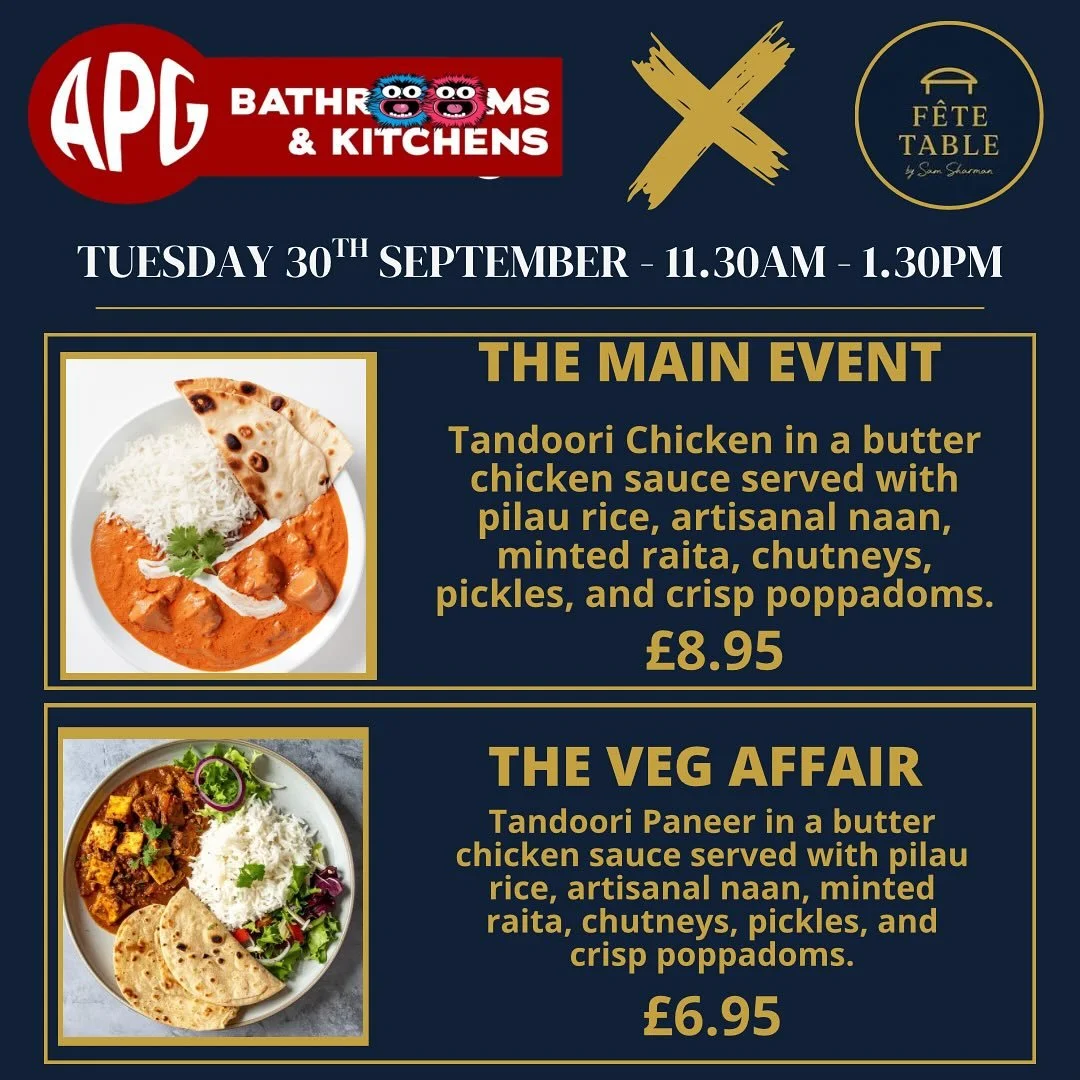 DO YOU WORK IN YAXLEY OR ORTON SOUTHGATE? CHECK THIS POST 👇

We&rsquo;re back serving up lunchtime happiness &ndash; and this week it&rsquo;s all about flavour-packed comfort food.

The Main Event✨

Tandoori Chicken in a silky butter chicken sauce, 