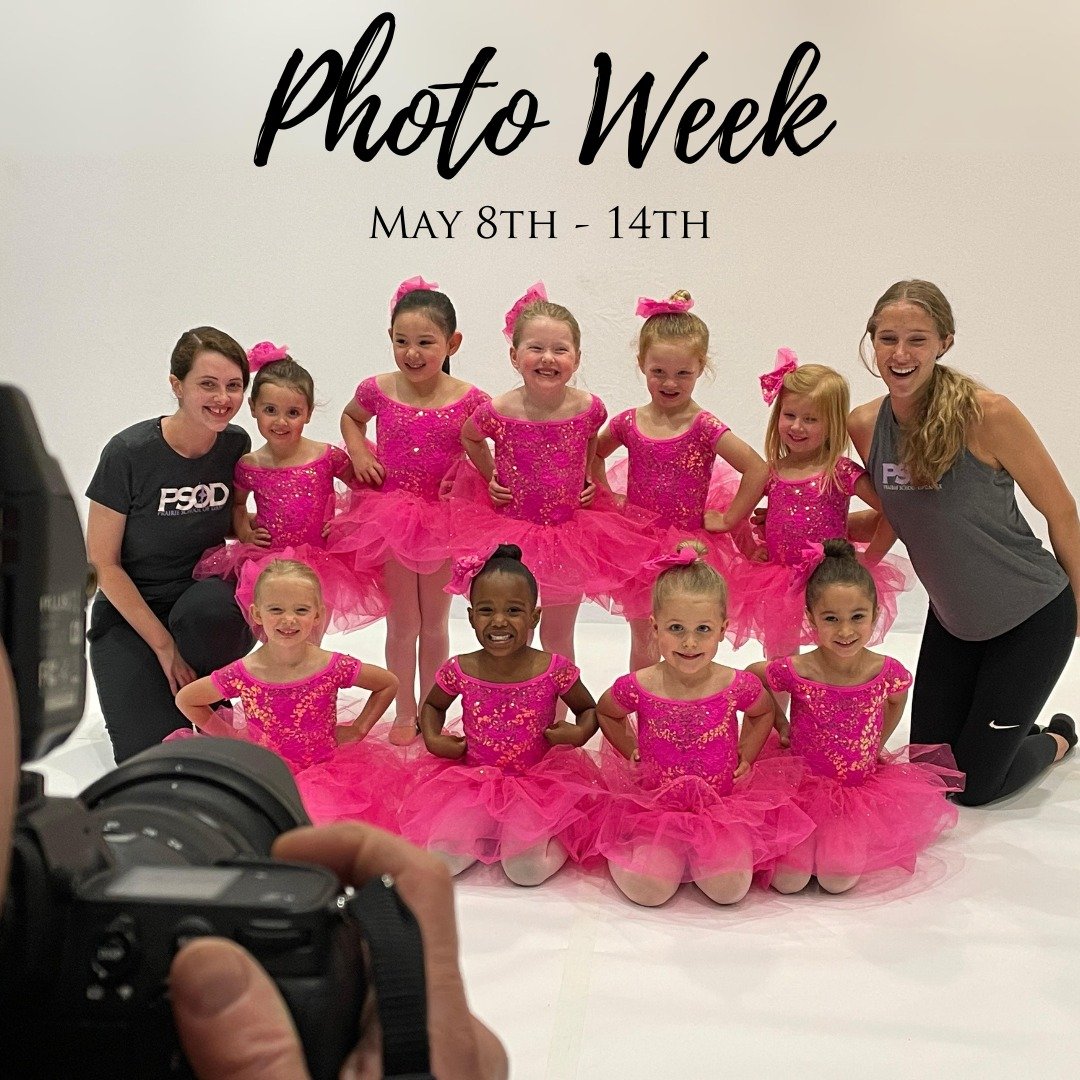 PSOD PHOTO WEEK 2024 STARTS TODAY! 📸💜

Dancers will take both group and individual photos with Linhoff Photography during this week, May 8-14, at our dellFIVE studios! View the schedule on our website for your dancer&rsquo;s ARRIVAL and PHOTO TIME 
