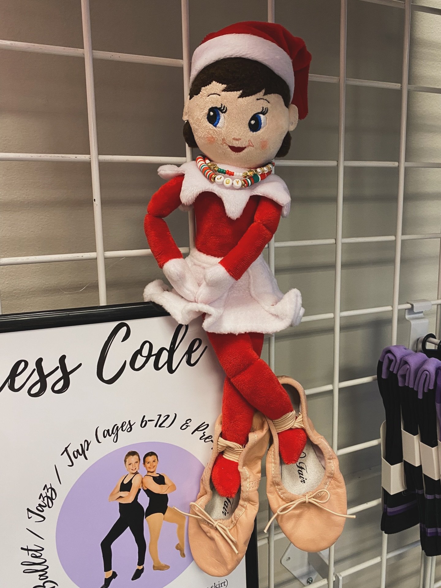 Twas the night before December, when all through the school, not a creature was stirring, but Tendu The Elf dressed up to look cool! 

Can you help us find Tendu The Elf at the studio?!? Where do you think she could be?