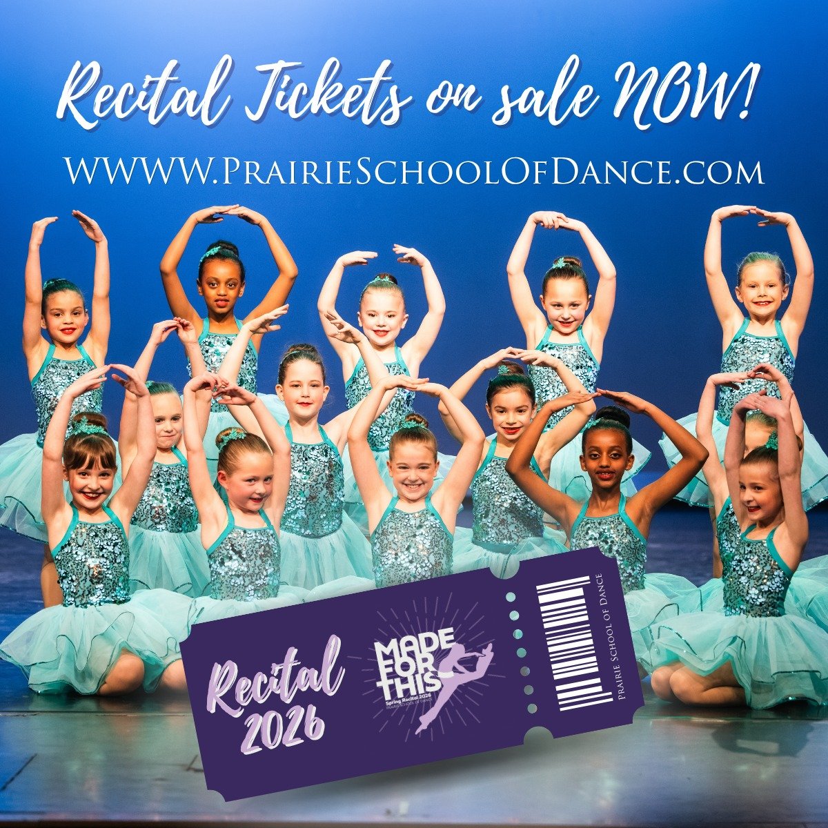 Have you gotten your 2026 Recital tickets yet? They're going fast! Reserve your seat today at PrairieSchoolOfDance.com 

Make sure to double check which show your dancer is performing in before purchasing tickets. 

#recital2026 #madeforthis #psodrec