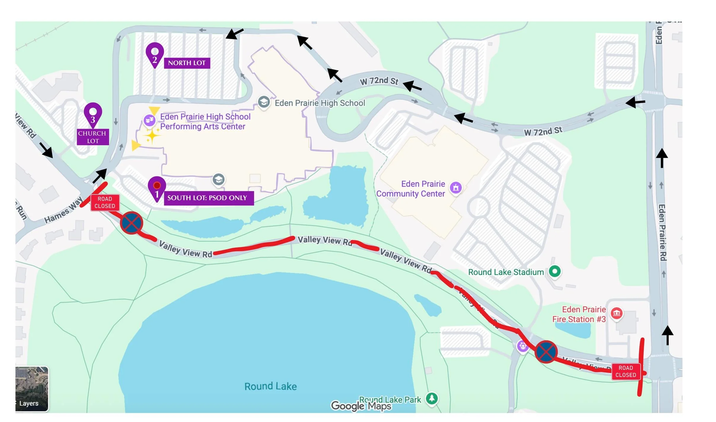 Schooner Days Traffic Alert over Recital Weekend! 

New this year, Valley View Road will be closed. Please plan extra time for arrival &amp; carpool when possible!

PARKING OPTIONS 

1. EPHS SOUTH LOT - designated parking for PSOD Families Only on Sa