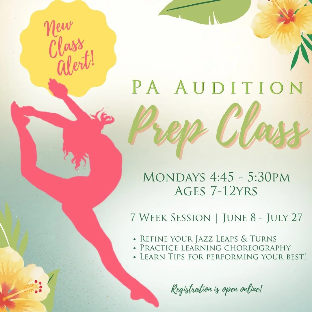 ‼️ New Summer Class Alert!

Designed specifically for dancers looking to:
💫 refine their jazz skills 
💫 build strength
💫 increase flexibility 
💫 practice learning and retaining choreography
💫 learn tips to performing your best! 

Registration is
