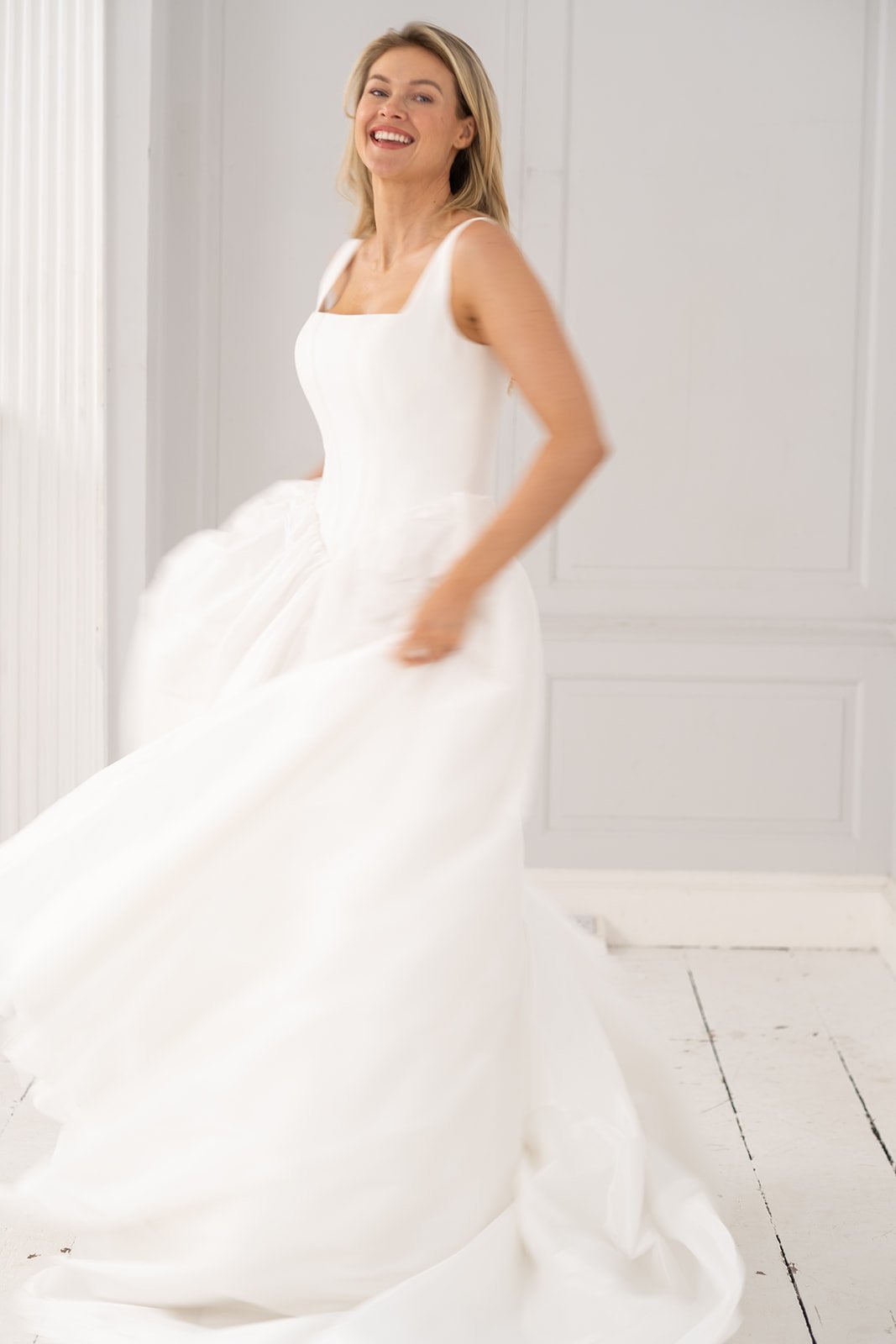 square neckline wedding dress with corset back