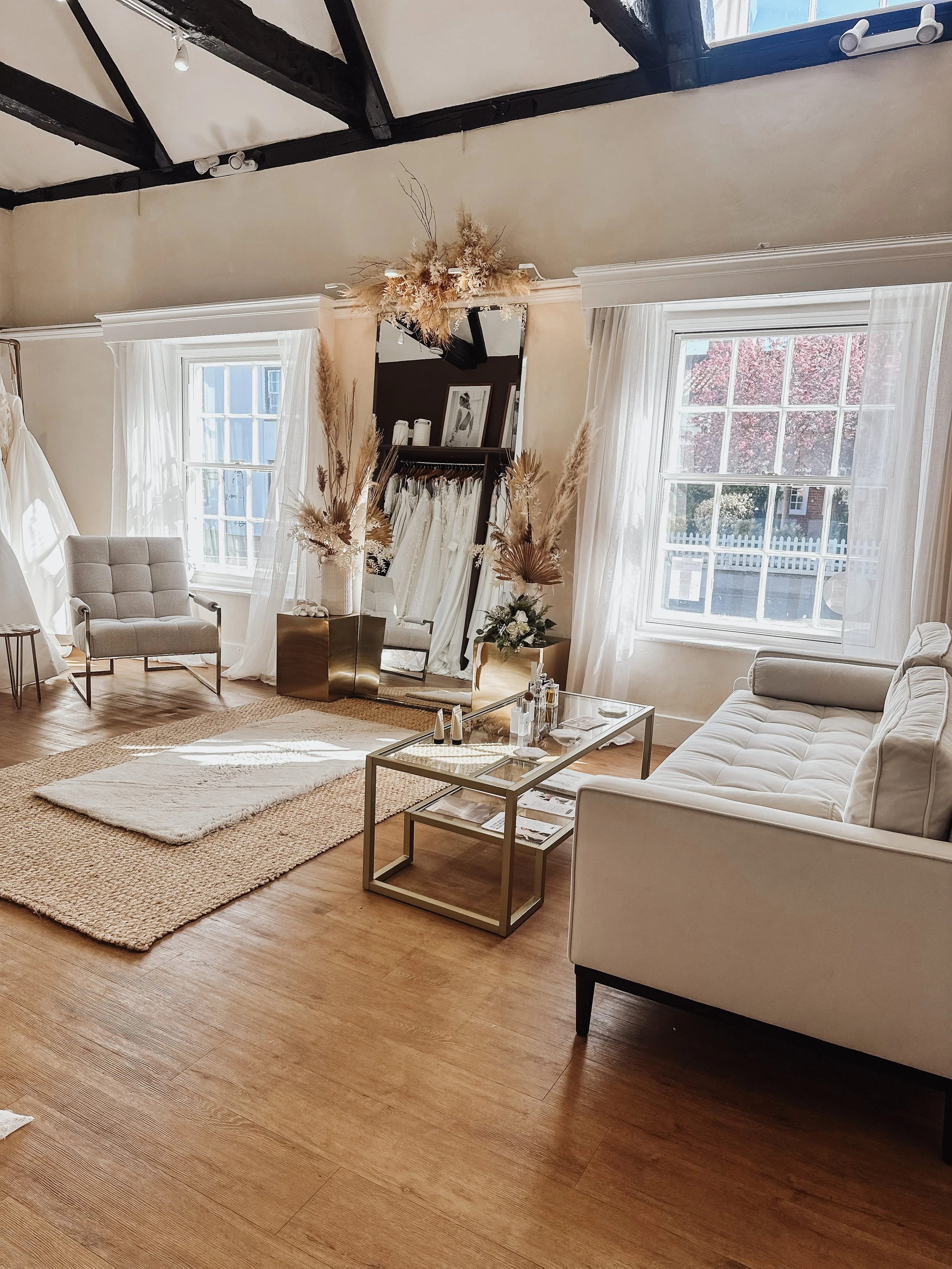 Picture of the interior of the Suffolk Bridal shop Lavender & Jude-Southwold 