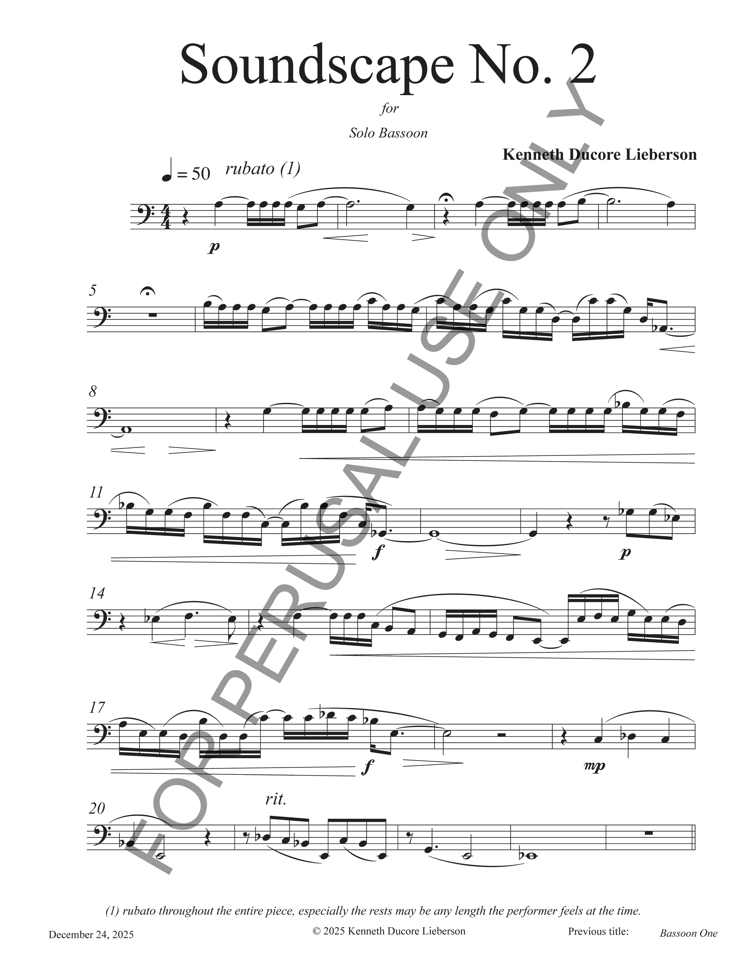 Soundscape No. 2 for Solo Bassoon (2022)