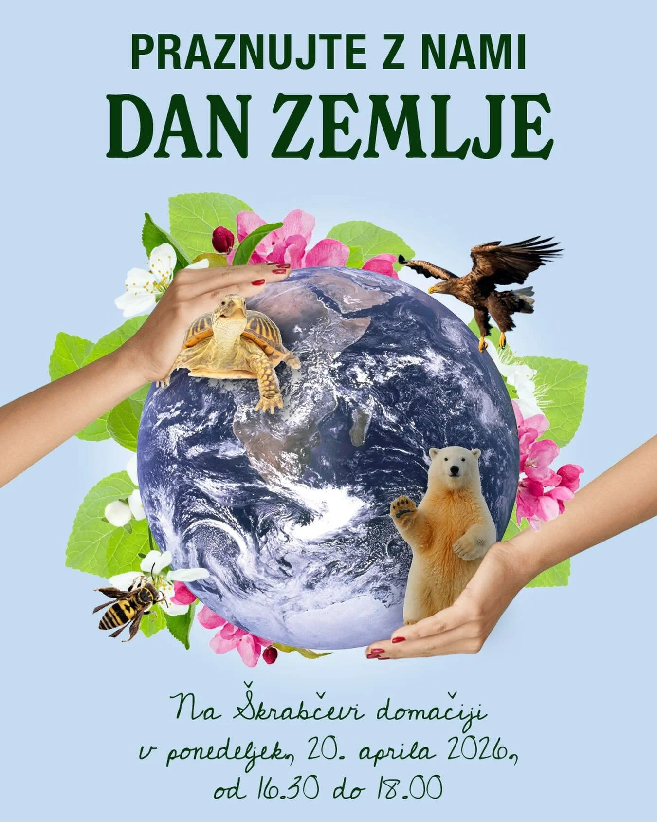 𝓟𝓻𝓲𝓭𝓻𝓾ž𝓲𝓽𝓮 𝓼𝓮 𝓸𝓫𝓮𝓵𝓮ž𝓮𝓿𝓪𝓷𝓳𝓾 𝓓𝓷𝓮𝓿𝓪 𝓩𝓮𝓶𝓵𝓳𝓮!
 
Pridružite se obeleževanju Dneva Zemlje!

Zeleni vrt &Scaron;krabčeve domačije vabi vas, va&scaron;o družino, prijatelje, sosede in sodelavce, da se nam pridružite na druženj