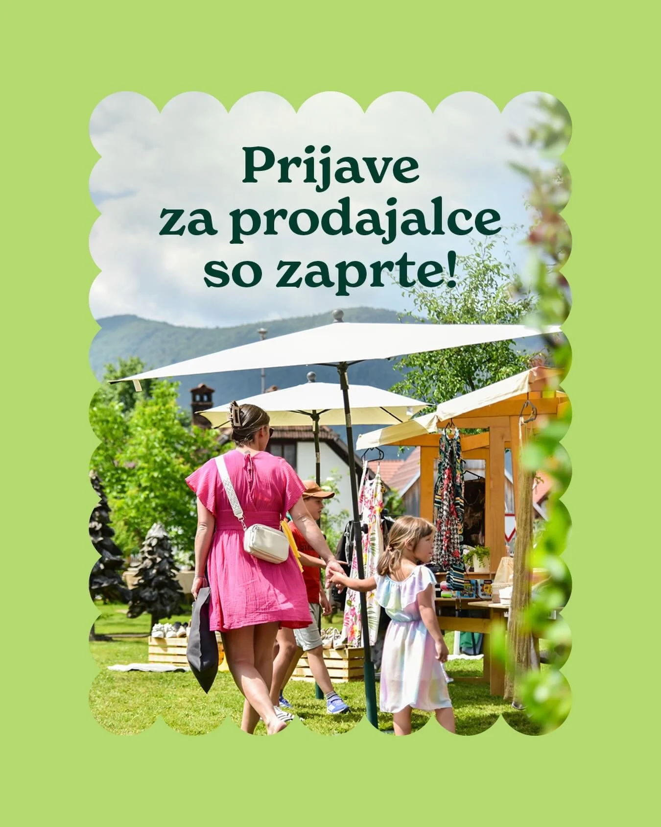 𝓟𝓻𝓲𝓳𝓪𝓿𝓮 𝔃𝓪 𝓹𝓻𝓸𝓭𝓪𝓳𝓪𝓵𝓬𝓮 𝓼𝓸 𝔃𝓪𝓹𝓻𝓽𝓮
Hvala vsem prodajalcem, ki ste se prijavili! 💚
Mesta smo zapolnili rekordno hitro.
 
Na 4. Sejmu nežno rabljenih predmetov vas čaka pester nabor oblačil, predmetov, dodatkov, knjig, igrač, d
