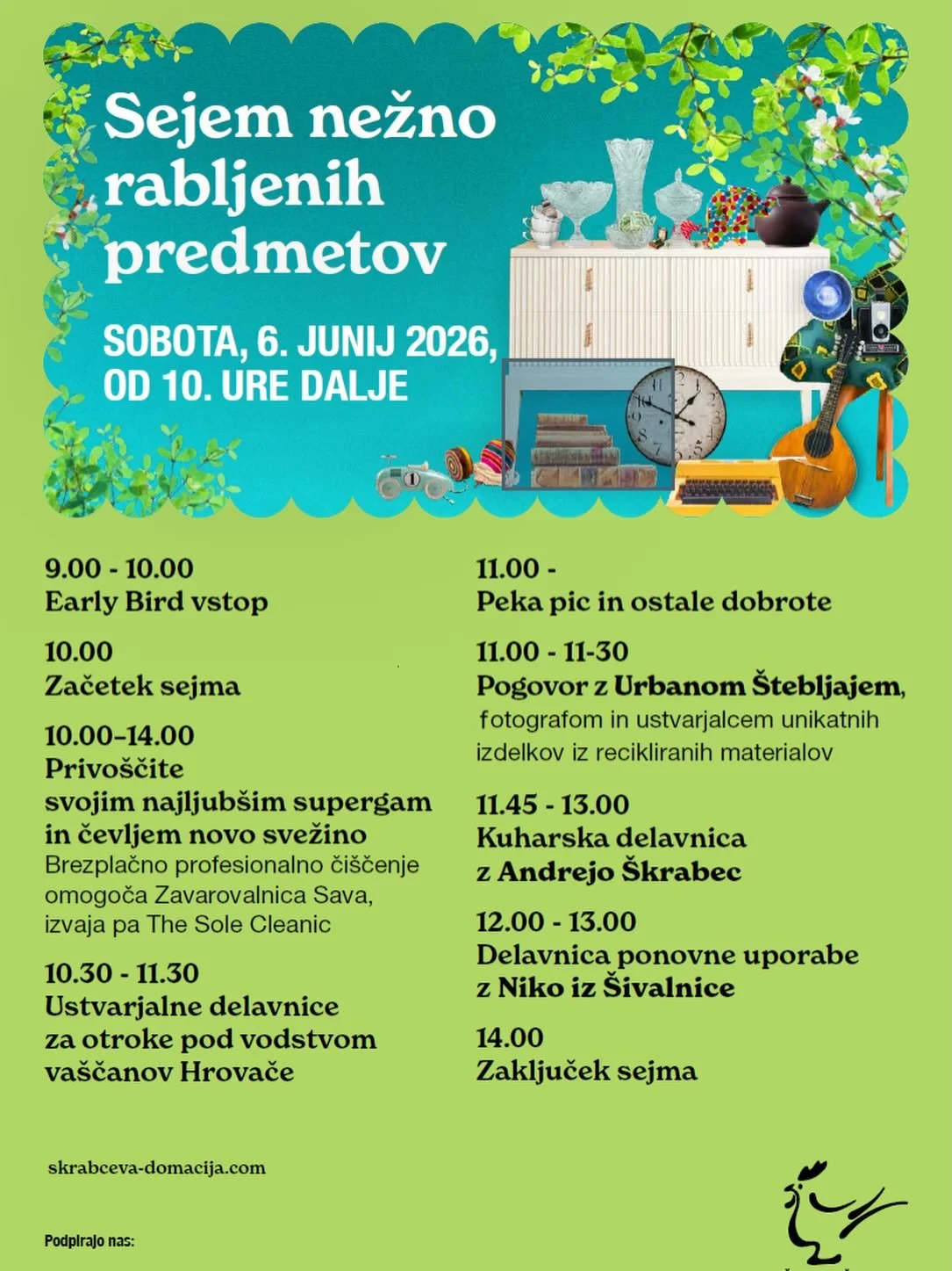 𝓚𝓪𝓳 𝓷𝓪𝓼 č𝓪𝓴𝓪 𝓽𝓸 𝓼𝓸𝓫𝓸𝓽𝓸?
Najavljamo pester sobotni program dogajanj na 4. Sejmnu nežno rabljenih predmetov.
Se vidimo?
 #sejemnežnorabljenihpredmetov #program