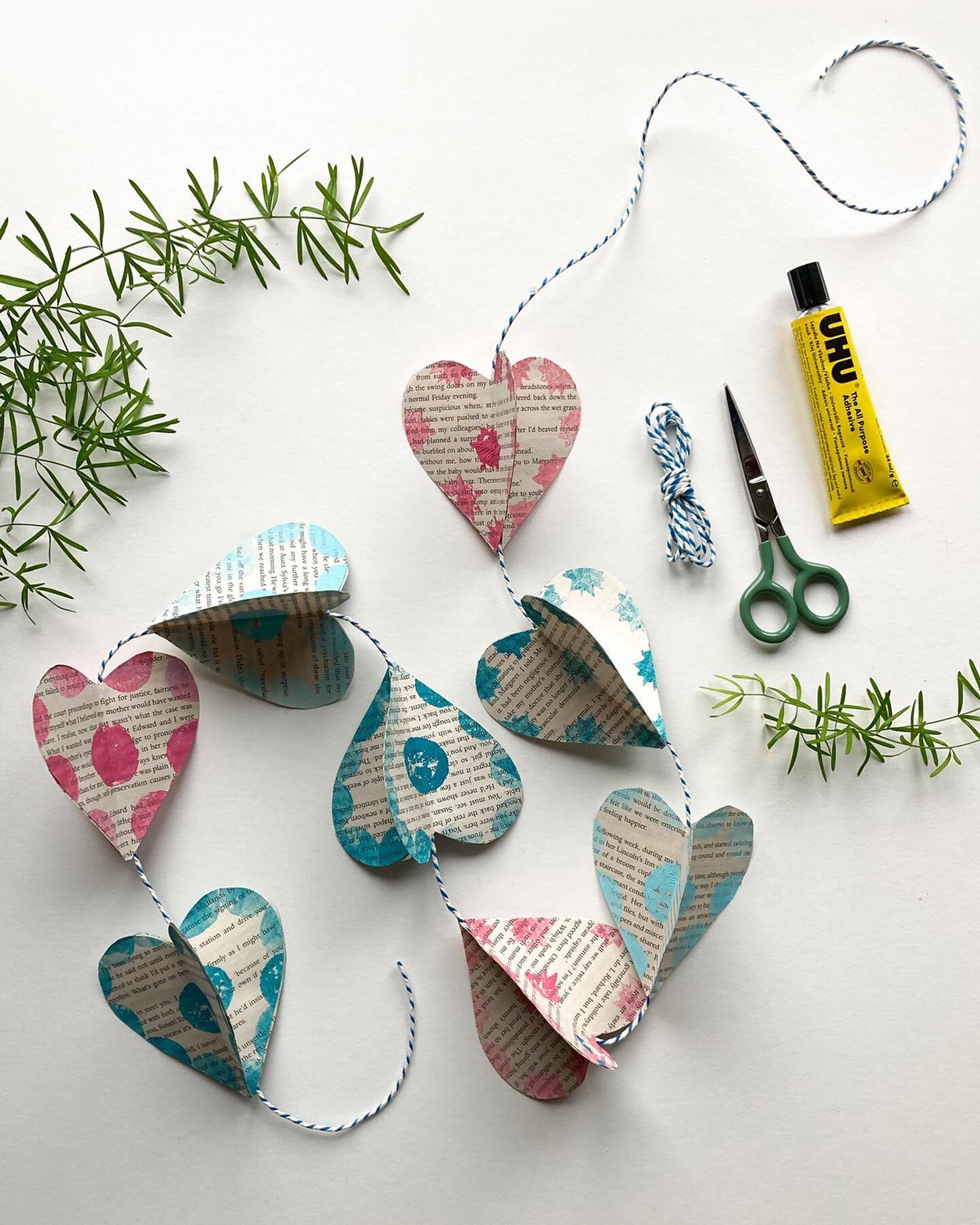 If you're in the mood for a little Valentine crafting tonight you can download a template and instructions for this lovely paper heart garland from the FREE STUFF page of my website (link in bio). All you need is an old book, glue, scissors and a bit