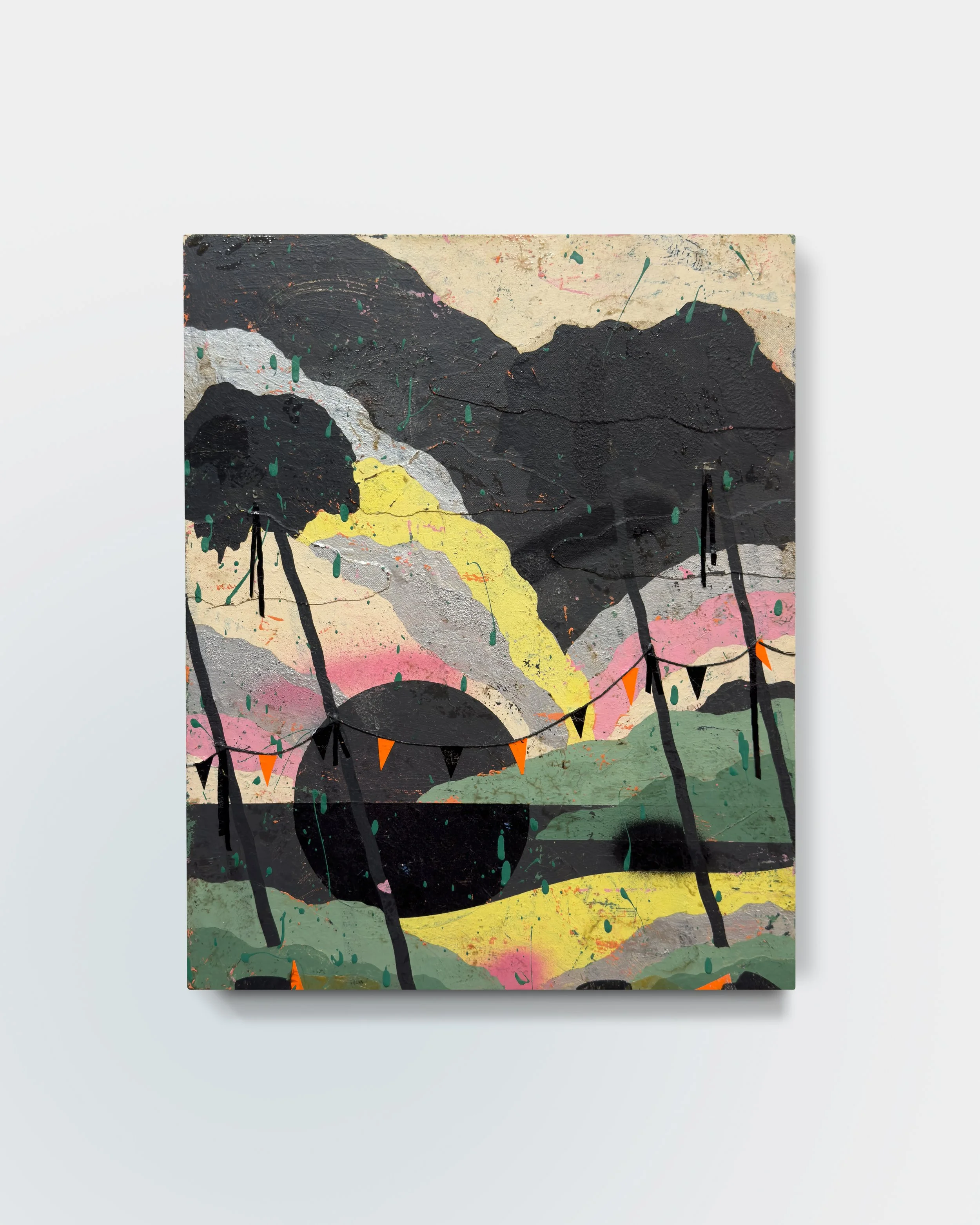  Hallows Shallows No.2  2026 
Acrylic, sand, collage on canvas, 20 x 16 in.
