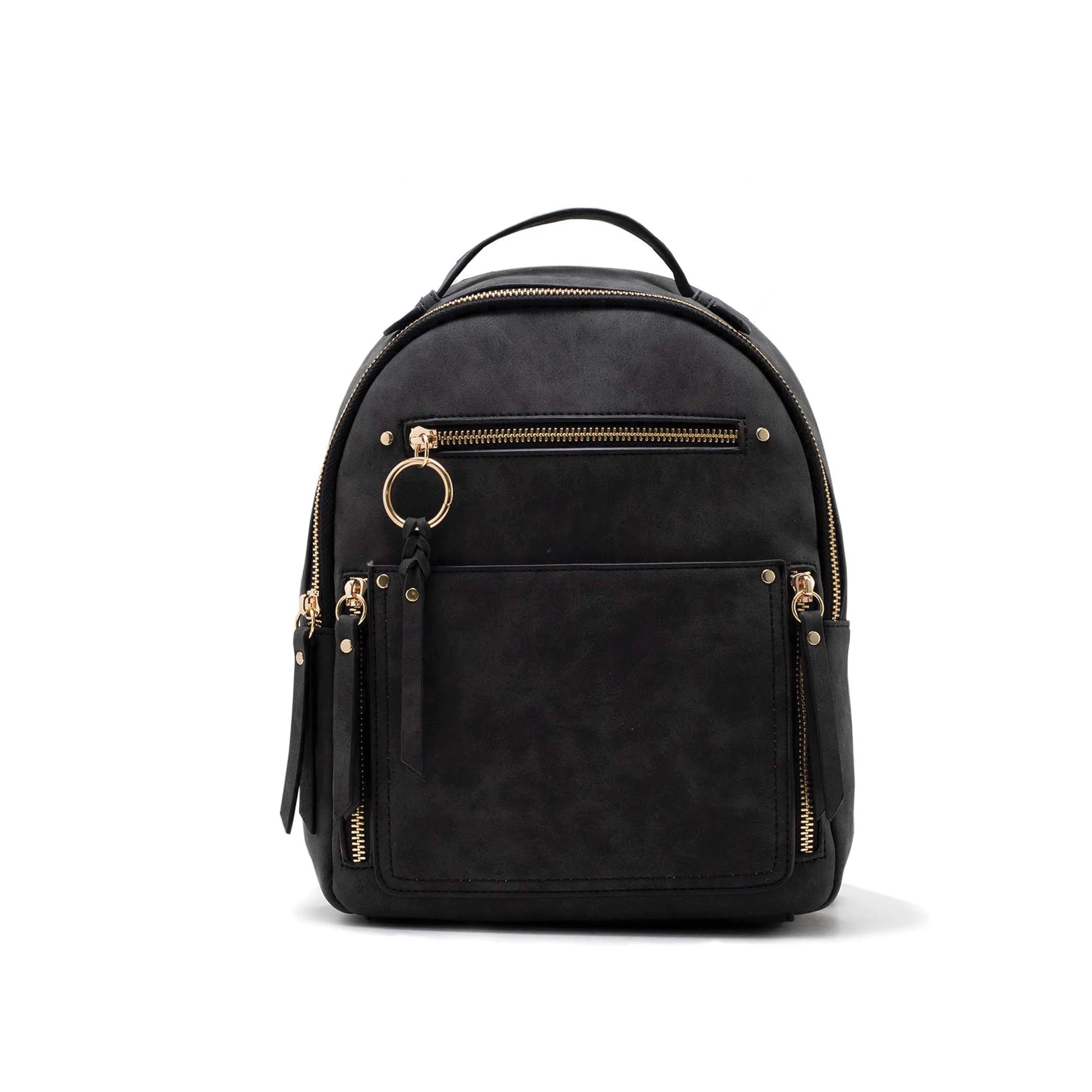 backpack faux suede zipper pockets 