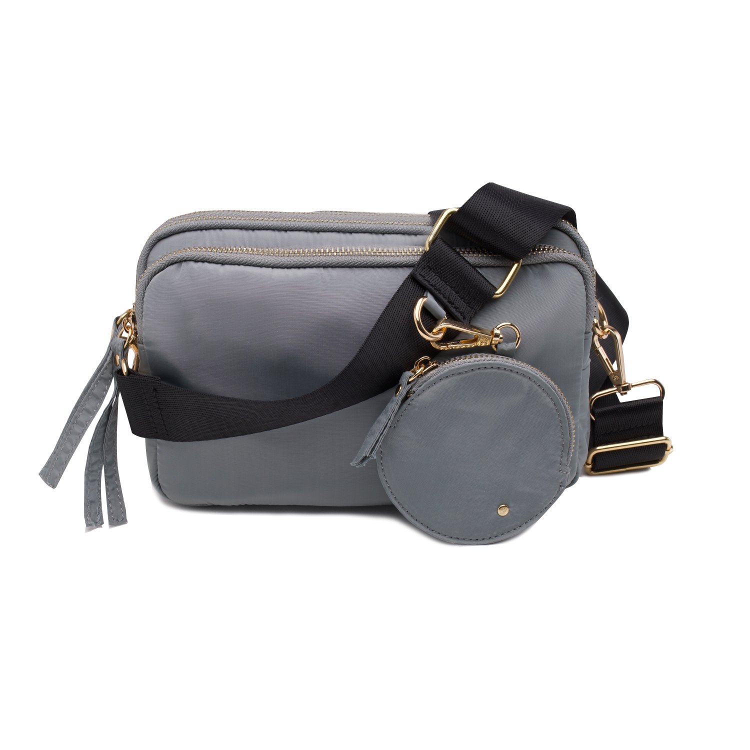 "Mara" ECO Satin Nylon Crossbody (Slate Blue)