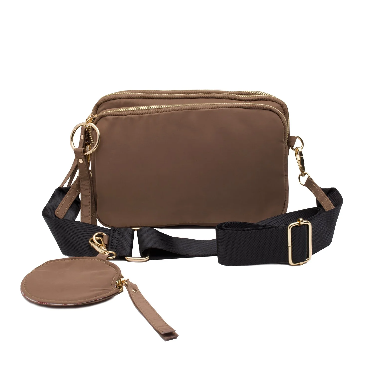 "Mara" ECO Satin Nylon Crossbody (Taupe)