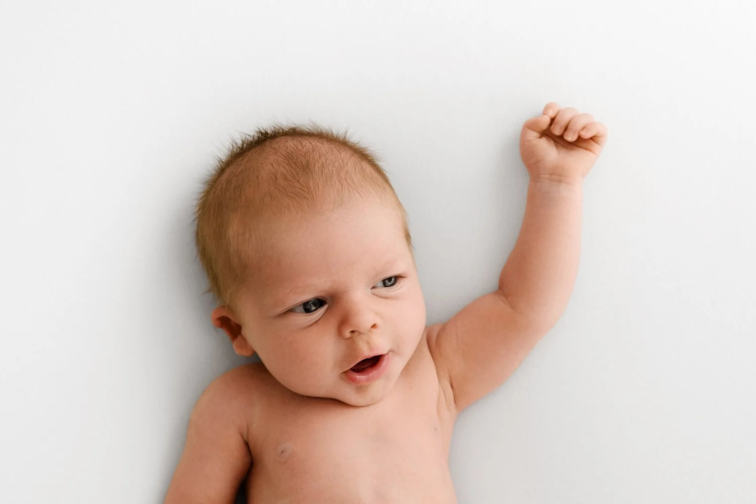 22 day old awake newborn baby photographed at Mabel and Moose studio Dundee
