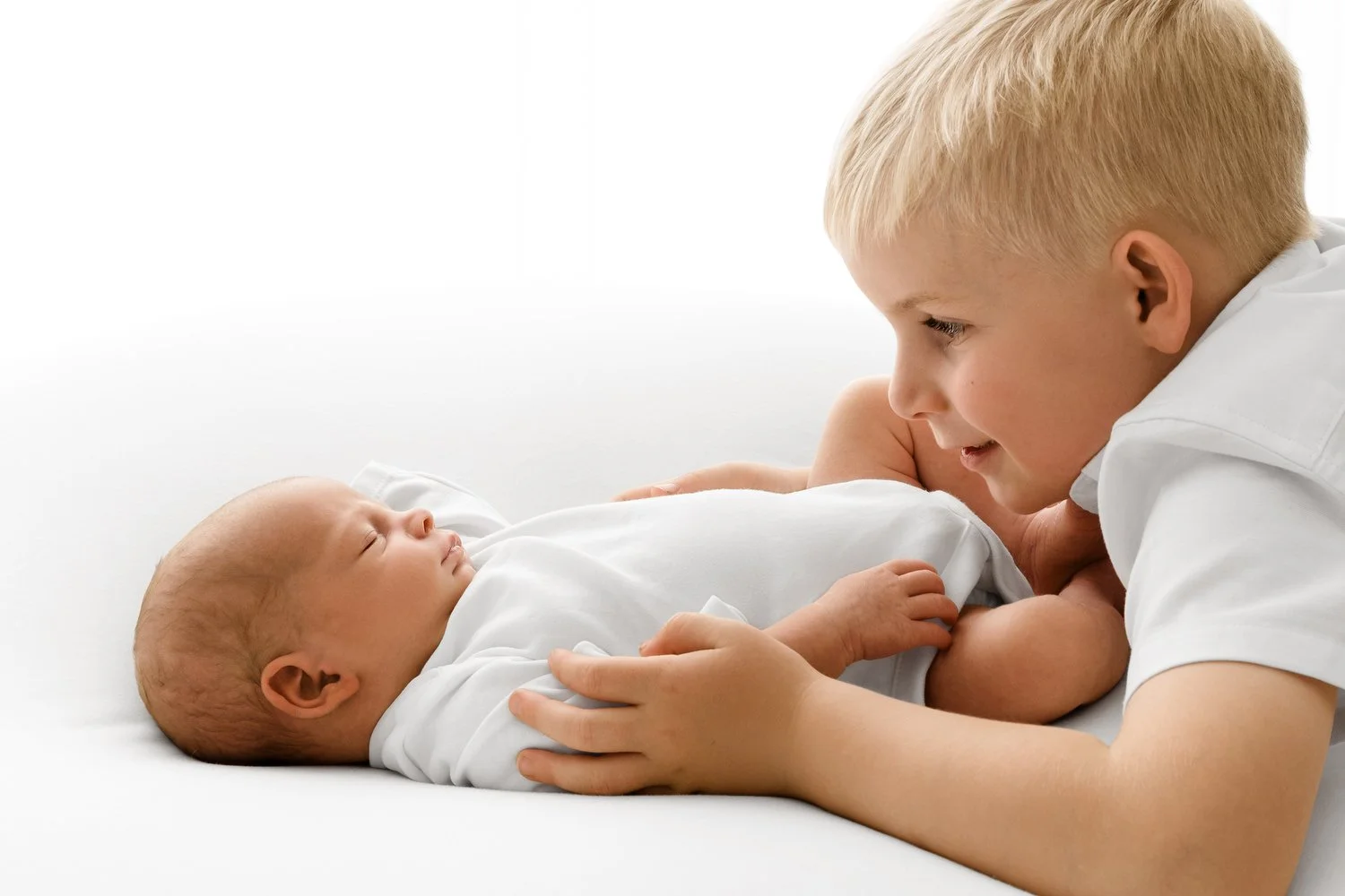 toddler with newborn at Natural prop free newborn baby photography at Mabel and Moose studio Monifieth Dundee