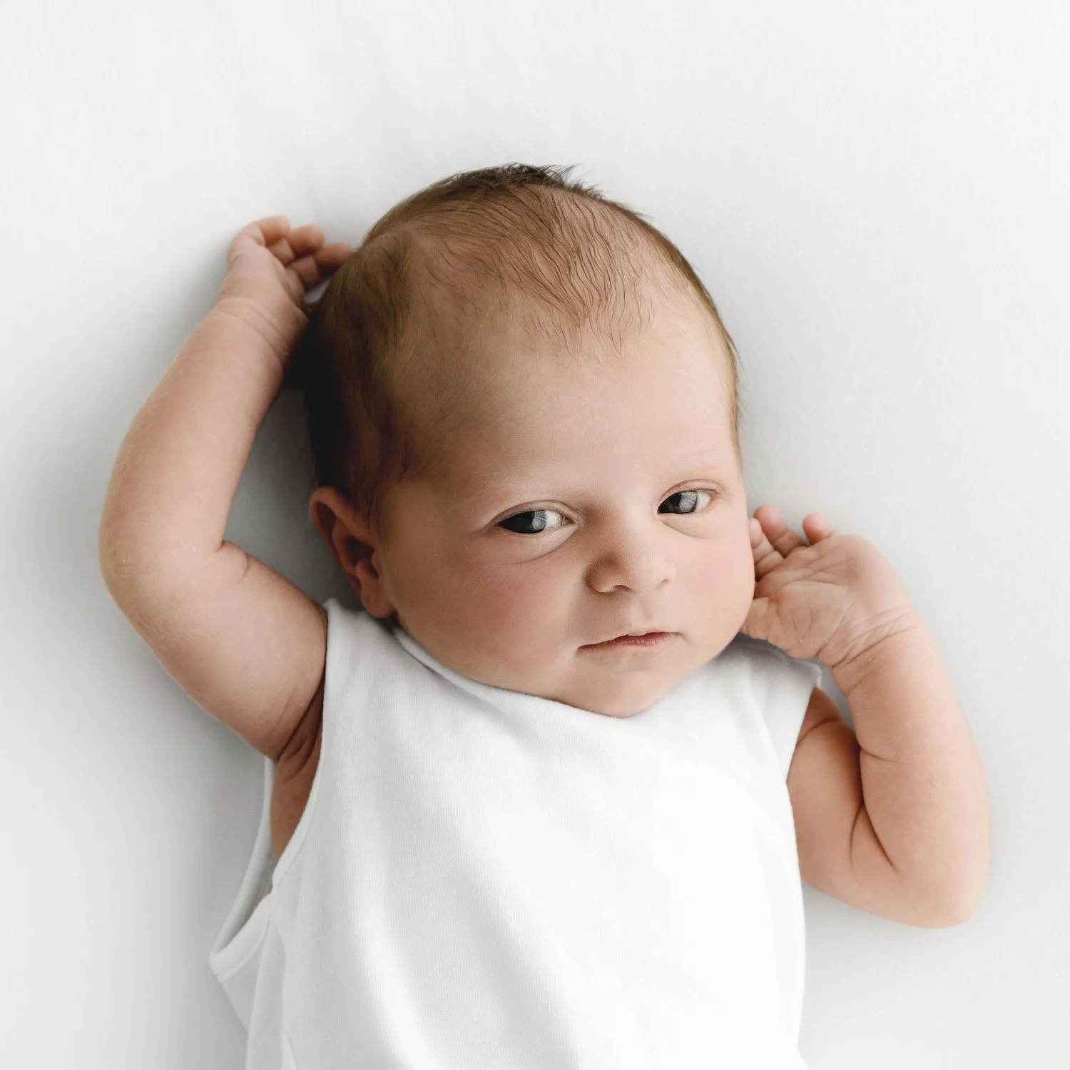 Newborn baby portrait in natural light at Dundee studio