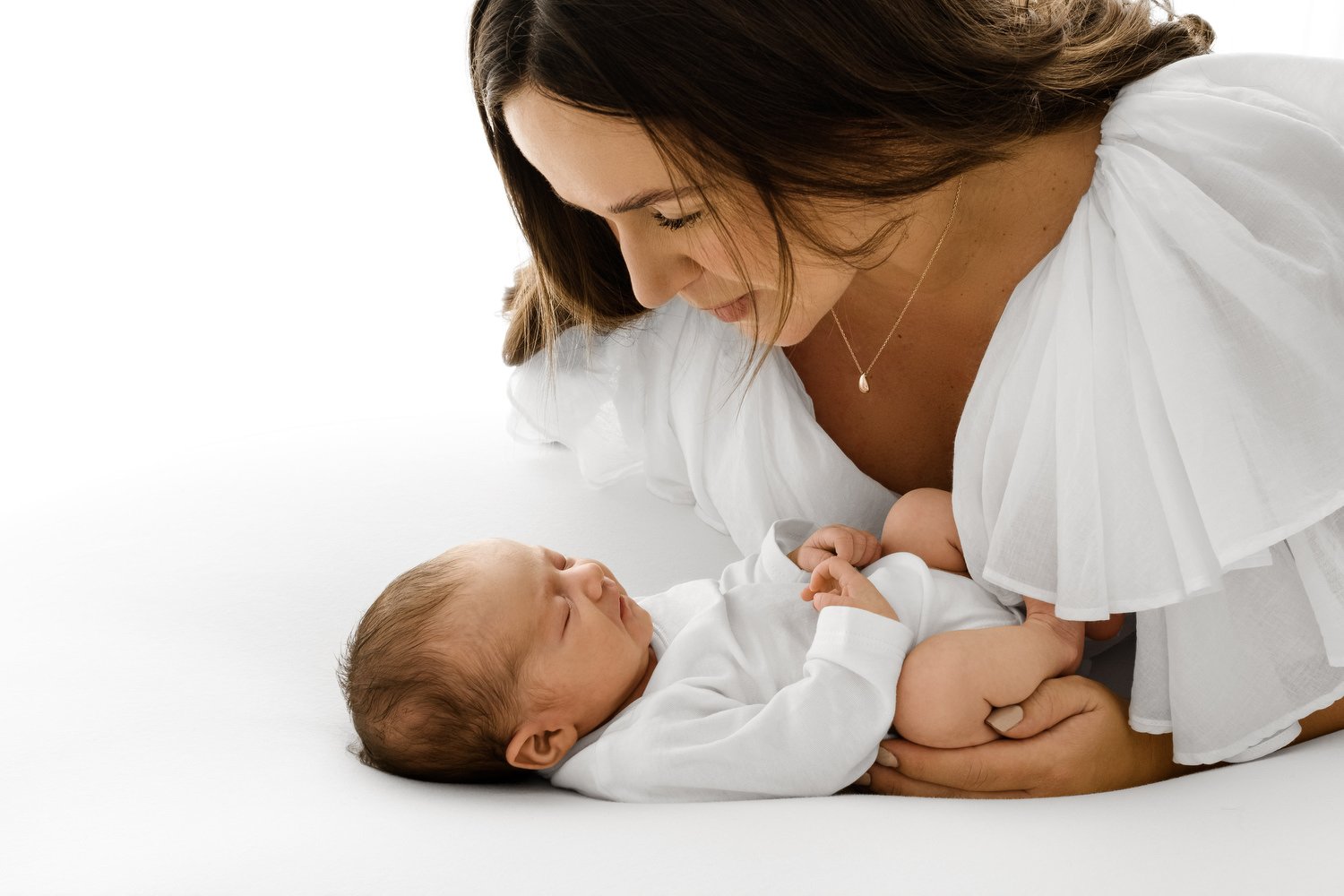 Soft flattering studio dress available to borrow at Mabel and Moose newborn photoshoot Dundee