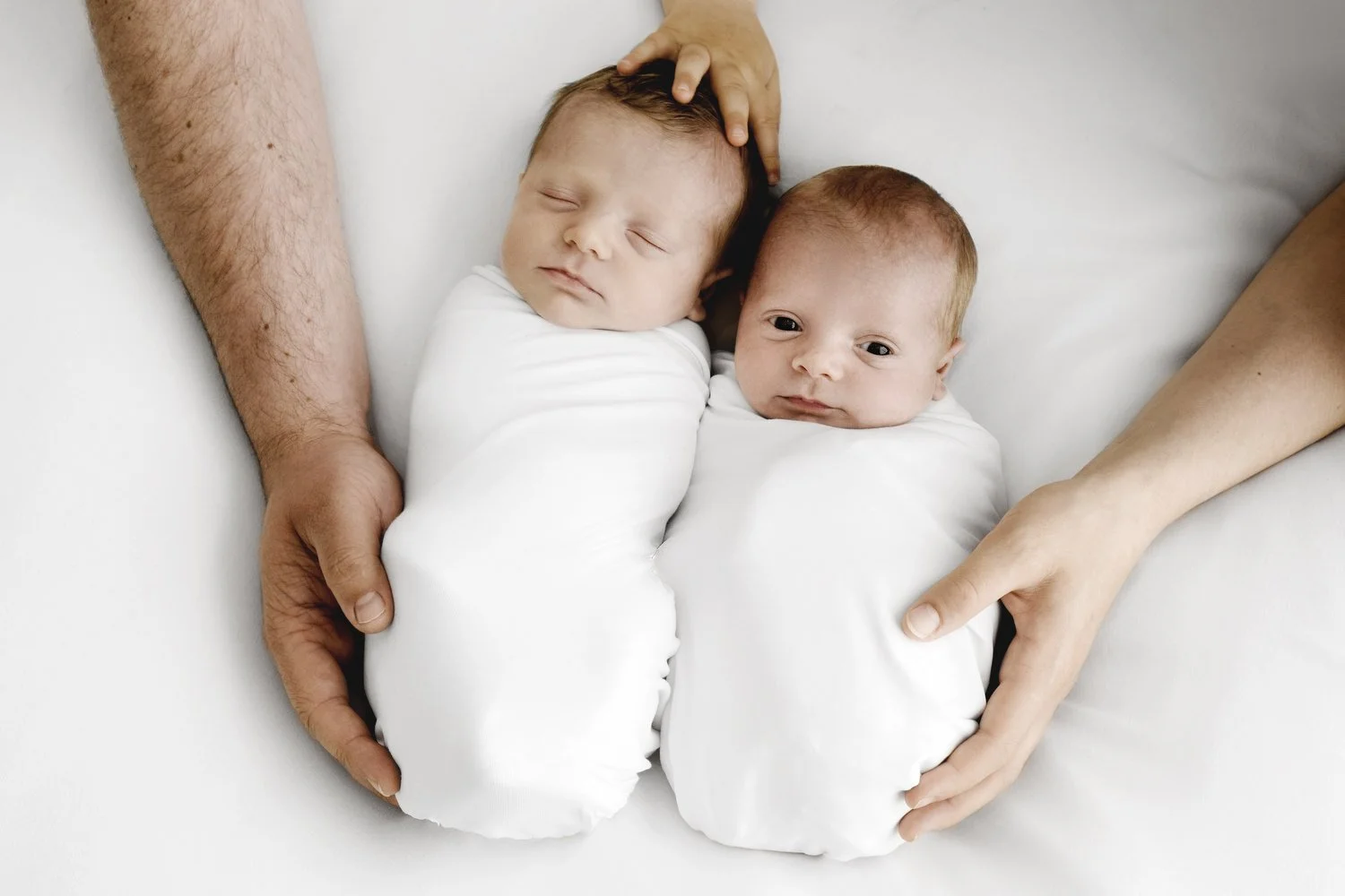 Family portrait with newborn twin babies at Mabel and Moose studio Monifieth Dundee