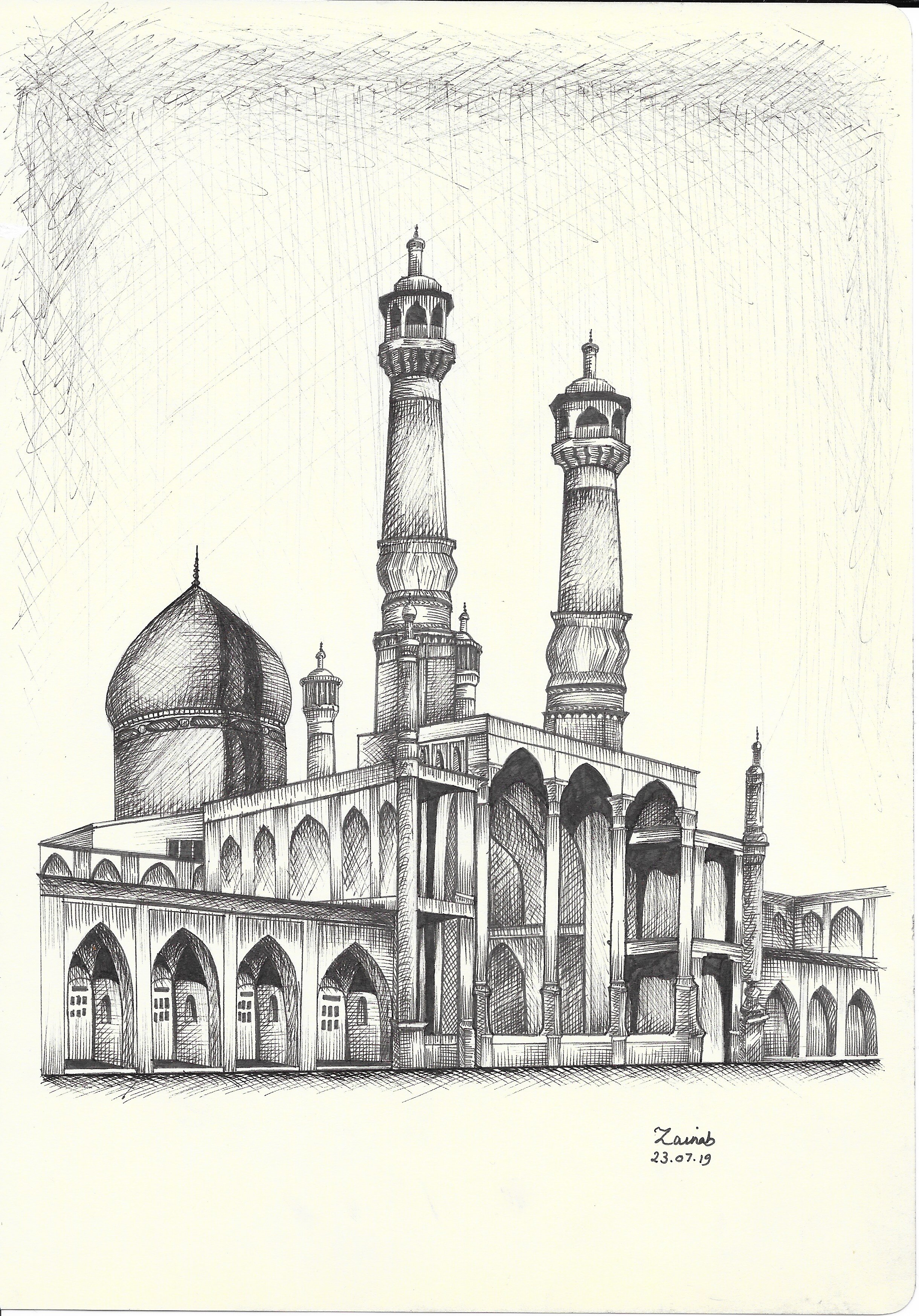 Fatimah Al Ma'sumah Shrine - Ink on paper - A4