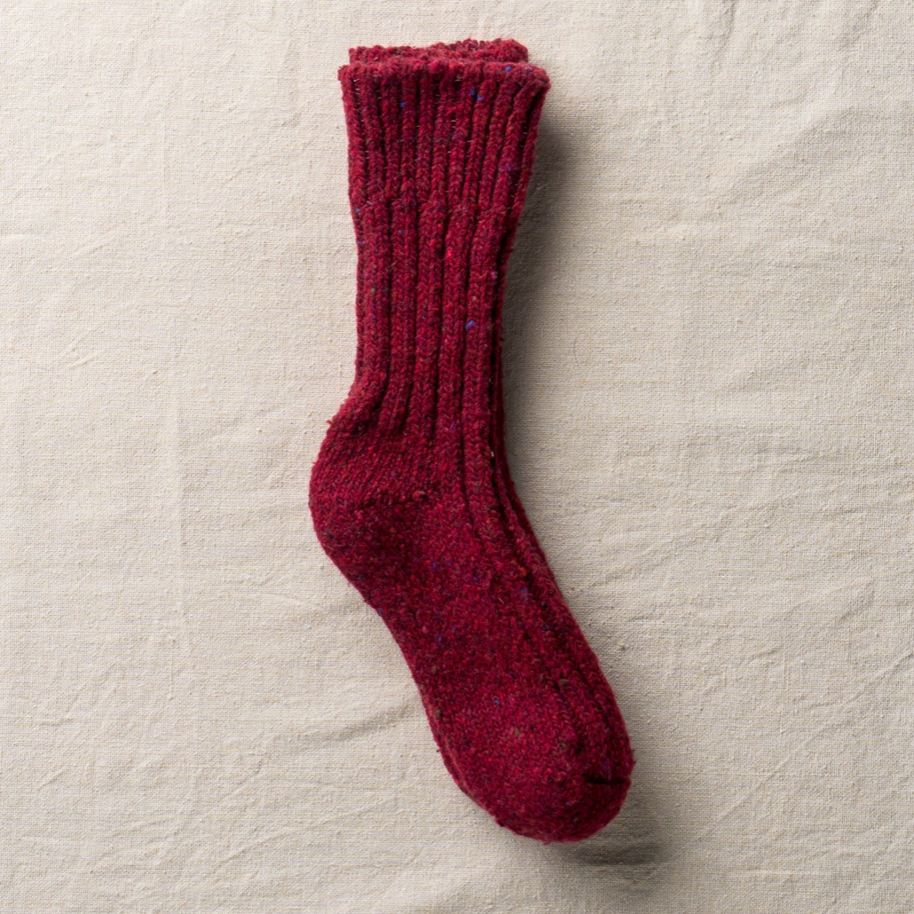 Yahae | Recycled Wool Low Gauge Socks｜Red