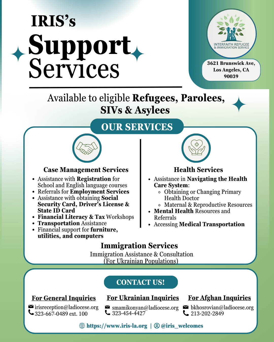 Immigration Services Program Support What We Do — Interfaith Refugee and Immigration Service