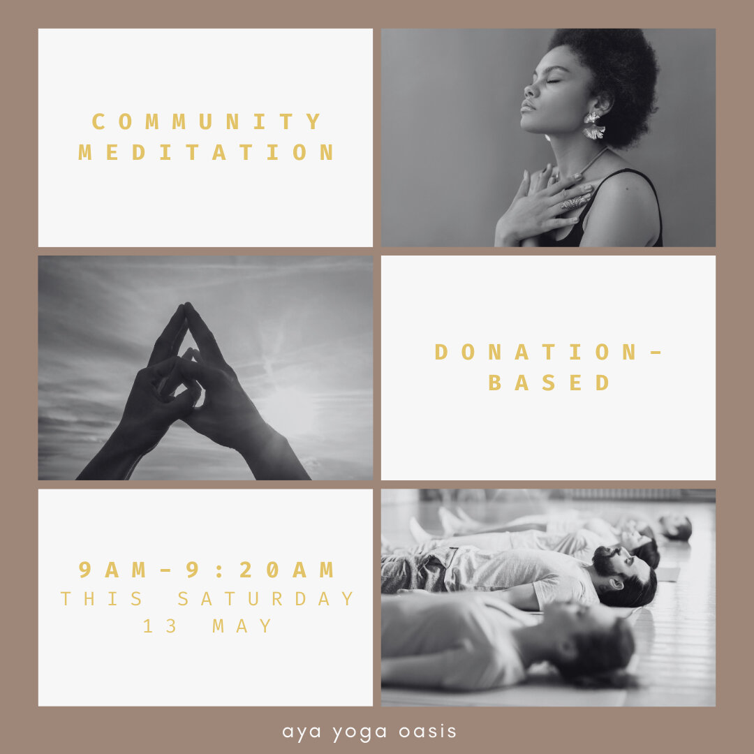 Start your warm, sunny weekend with some calming community meditation.​​​​​​​​​
9:00-9:20am, Saturday 5/13.

Suggested donation: $5 per person.

#ayayogaoasis #meditation #guidedmeditation #seattlemeditation #seattleyoga #seattleyogacommunity #weeken